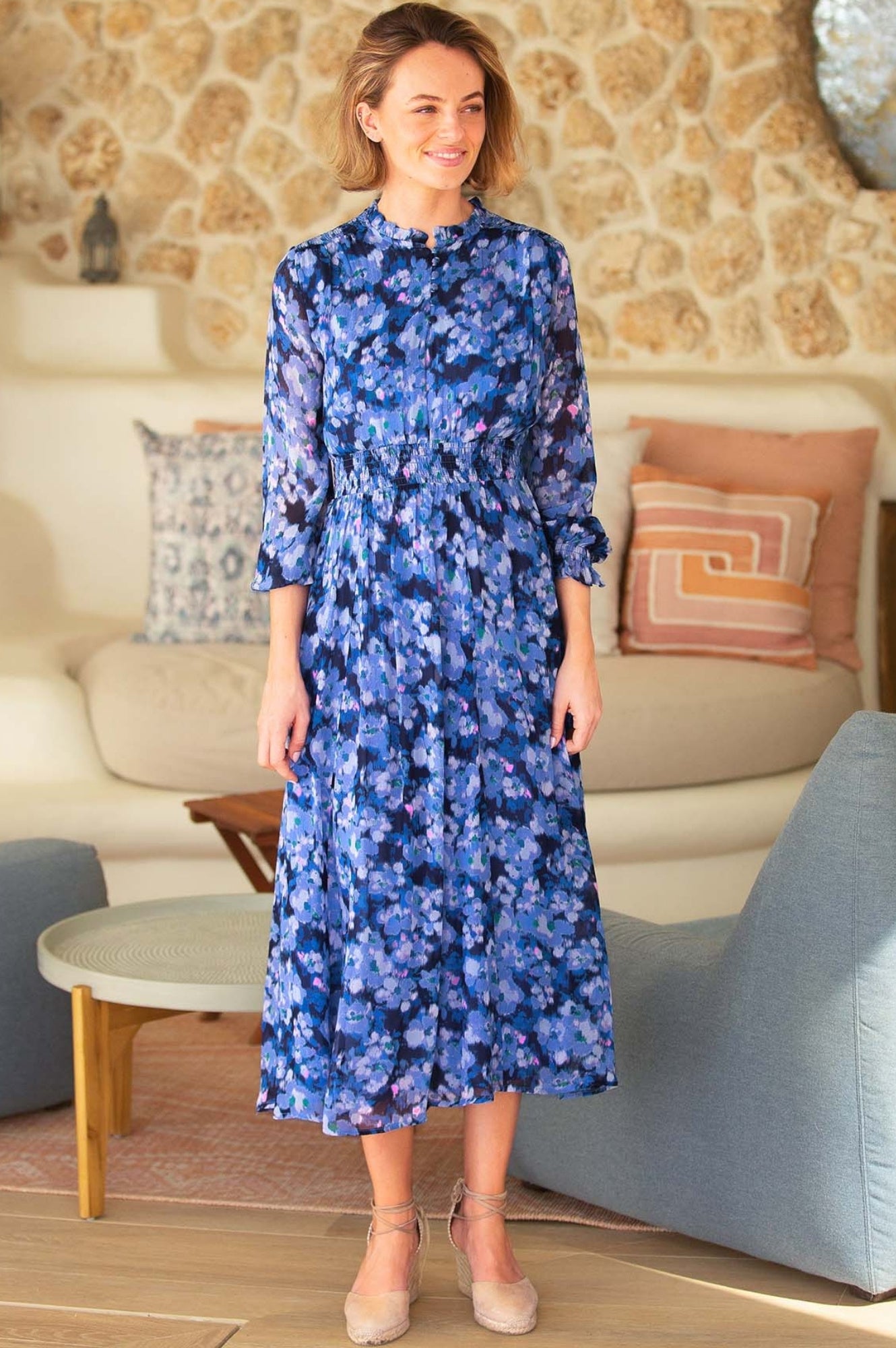 Clover Dress - Floral Print Blue and Pink Summer Dress for Women | Perfect for Beach Vacations, Date Nights & Outdoor Parties