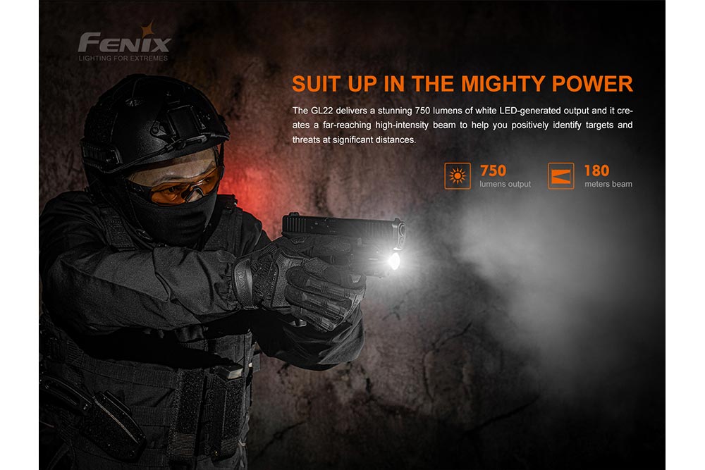 Fenix GL22 Tactical LED Flashlight with Red Laser Sight - Perfect for Hunting, Camping & Emergency Situations