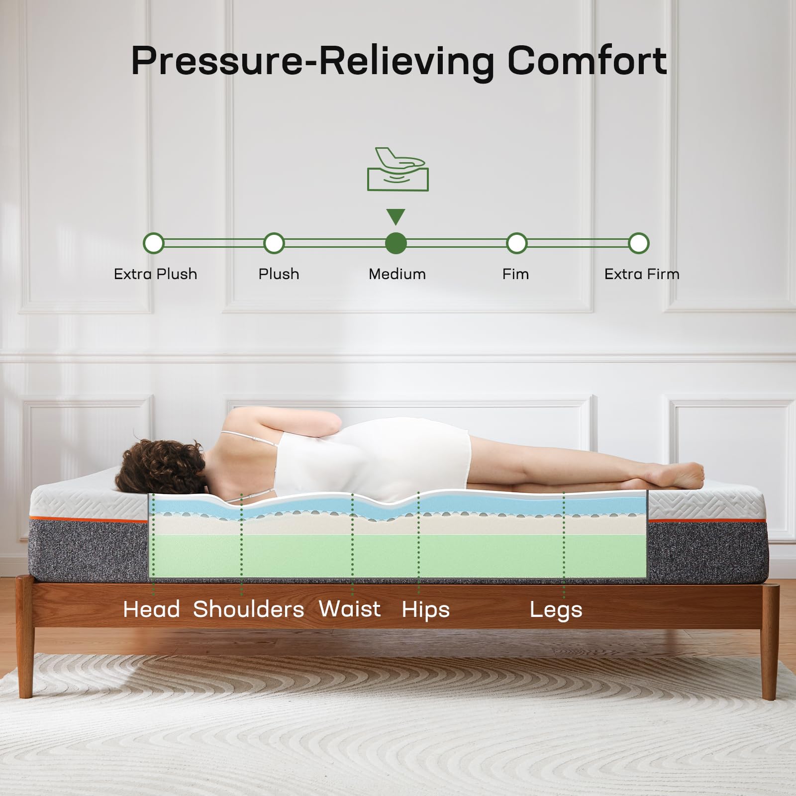 Marsail 6-inch Twin Gel Memory Foam Mattress - Medium Firm Mattress in a Box for Pressure Relief & Back Support - Breathable Cooling Bed Mattress with Removable Zippered Cover - Perfect for Guest Rooms, Dorms, and Small Spaces