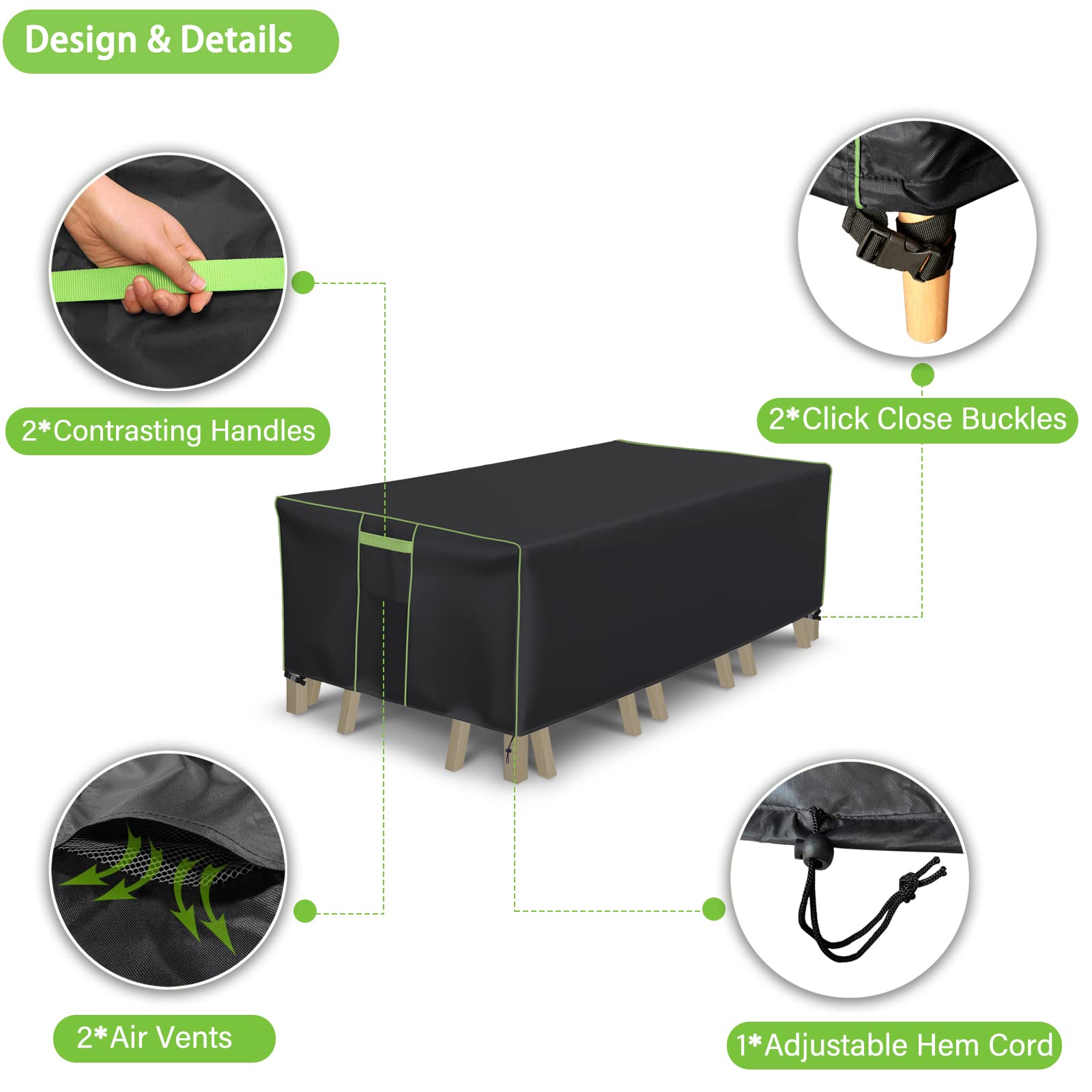 Heavy Duty 600D Waterproof Outdoor Patio Furniture Covers - Tear Resistant & UV Protection for Sectional Sofa Set (98