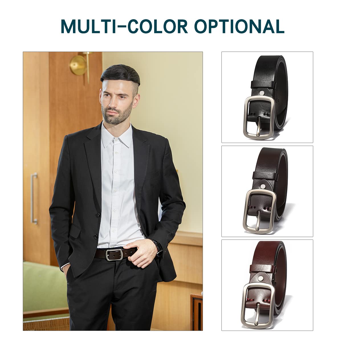 **Genuine Leather Belts for Men - Classic, Casual & Dress Belts for Jeans, Work & Business Attire | Durable & Stylish Men's Fashion Accessories**