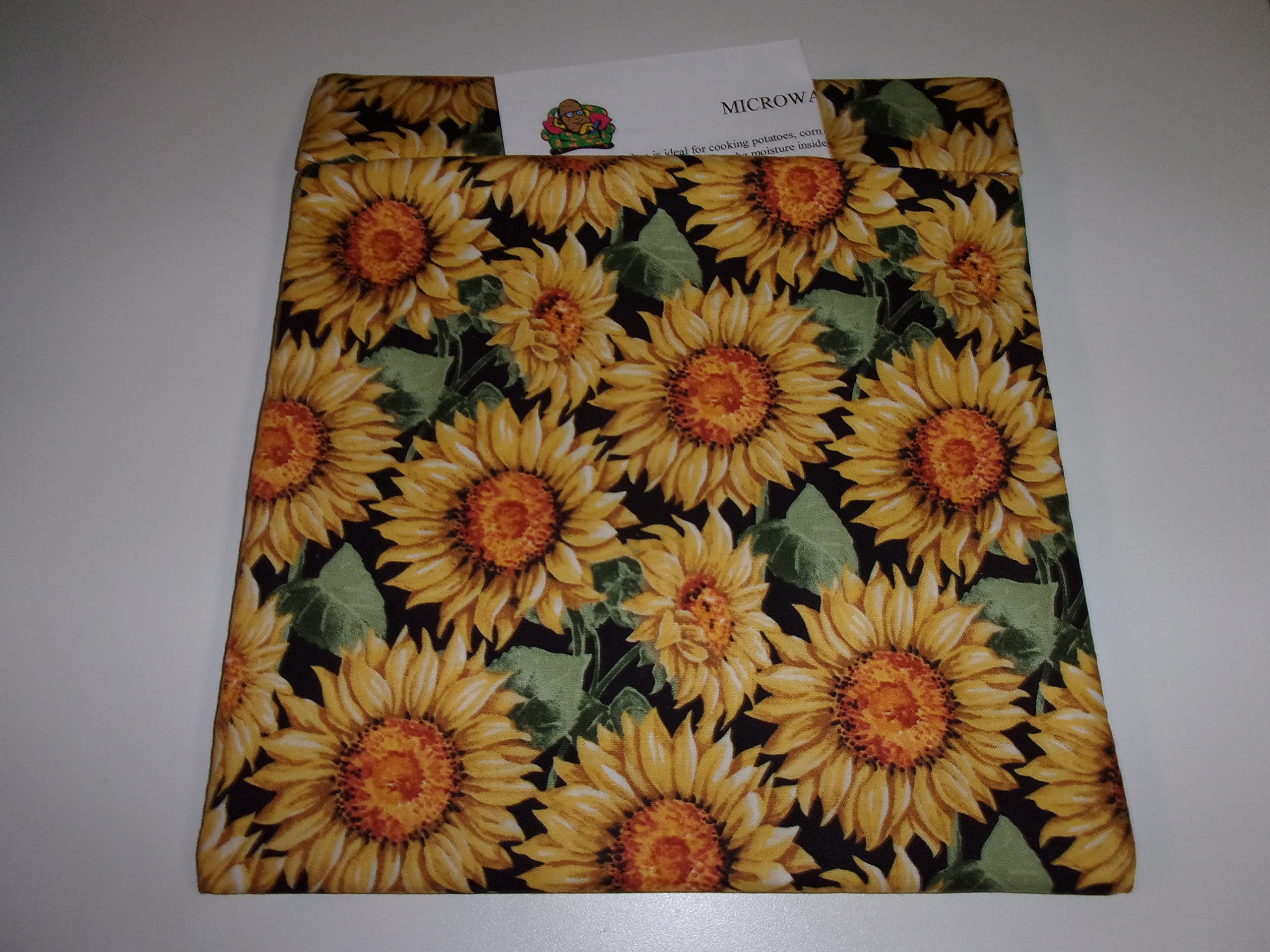 Microwave Potato Baking Bag - 100% Cotton Handmade Sunflower Design for Perfect Baked Potatoes | Reusable Kitchen Utensil for Easy Cooking & Meal Prep