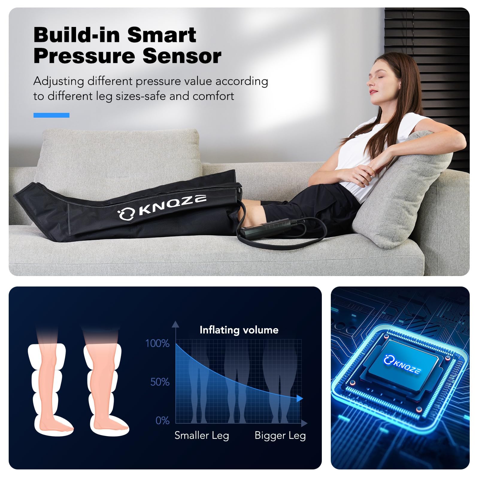 Leg Massager for Circulation and Pain Relief - Air Compression Recovery System for Fast Muscle Recovery, Reduce Swelling & Cramps - FSA/HSA Eligible - Perfect Gift for Men, Women, Parents (Ideal for Post-Workout, Office Use & Travel)