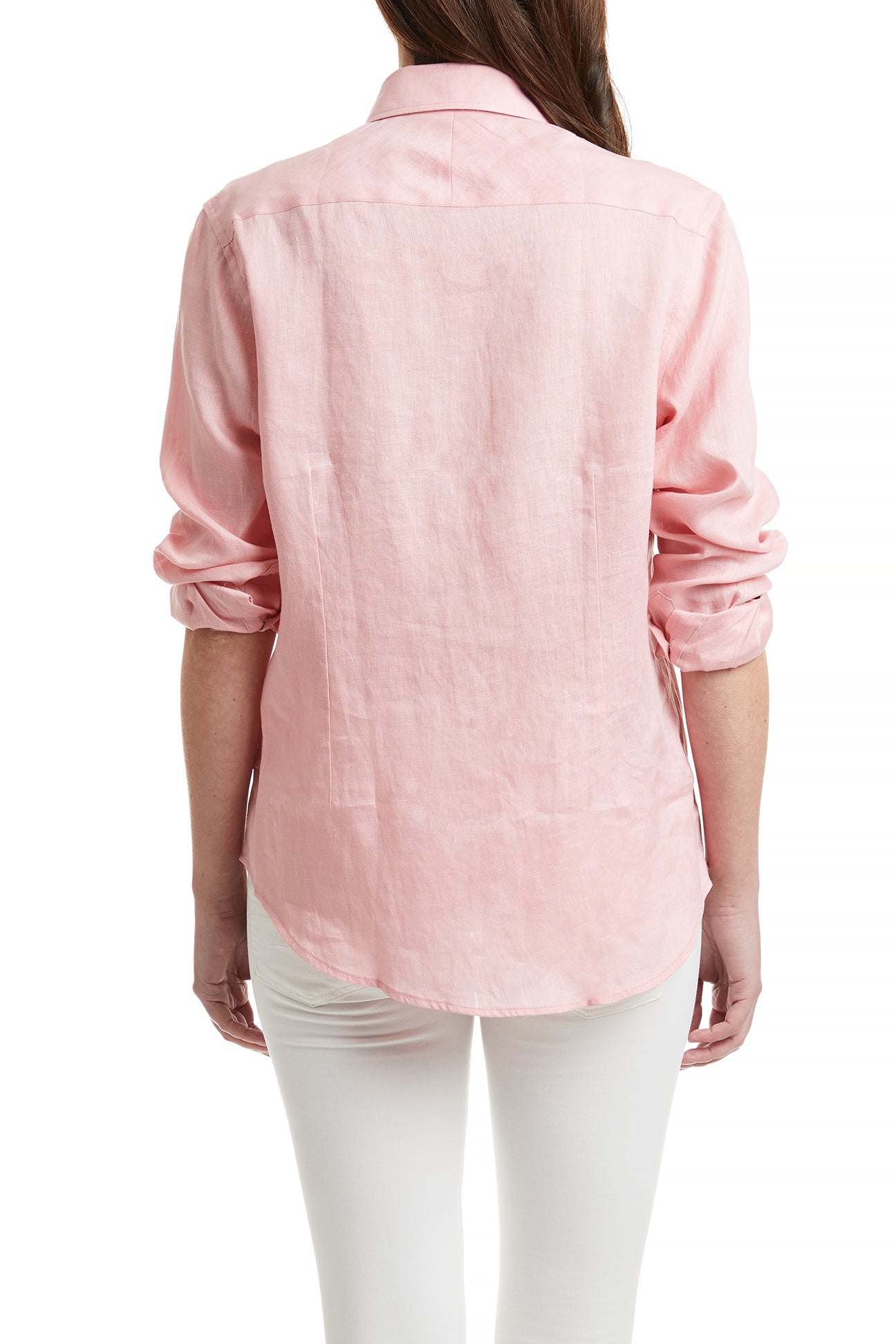Women's Pink Linen Button Down Shirt - Casual Office Wear & Summer Outfits