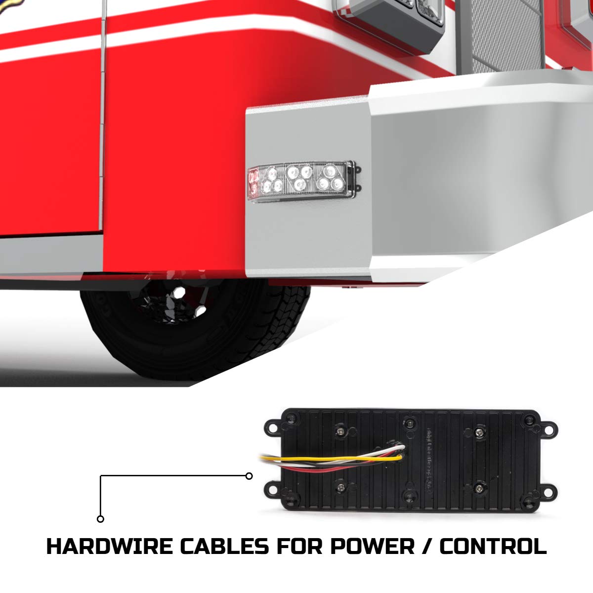 Half Octo 180 Degree LED Surface Mount Emergency Strobe Lights - Red/Red Ambulance Warning Light for Fire Trucks & Emergency Vehicles - High Visibility Safety Lighting for Roadside Emergencies & Construction Zones