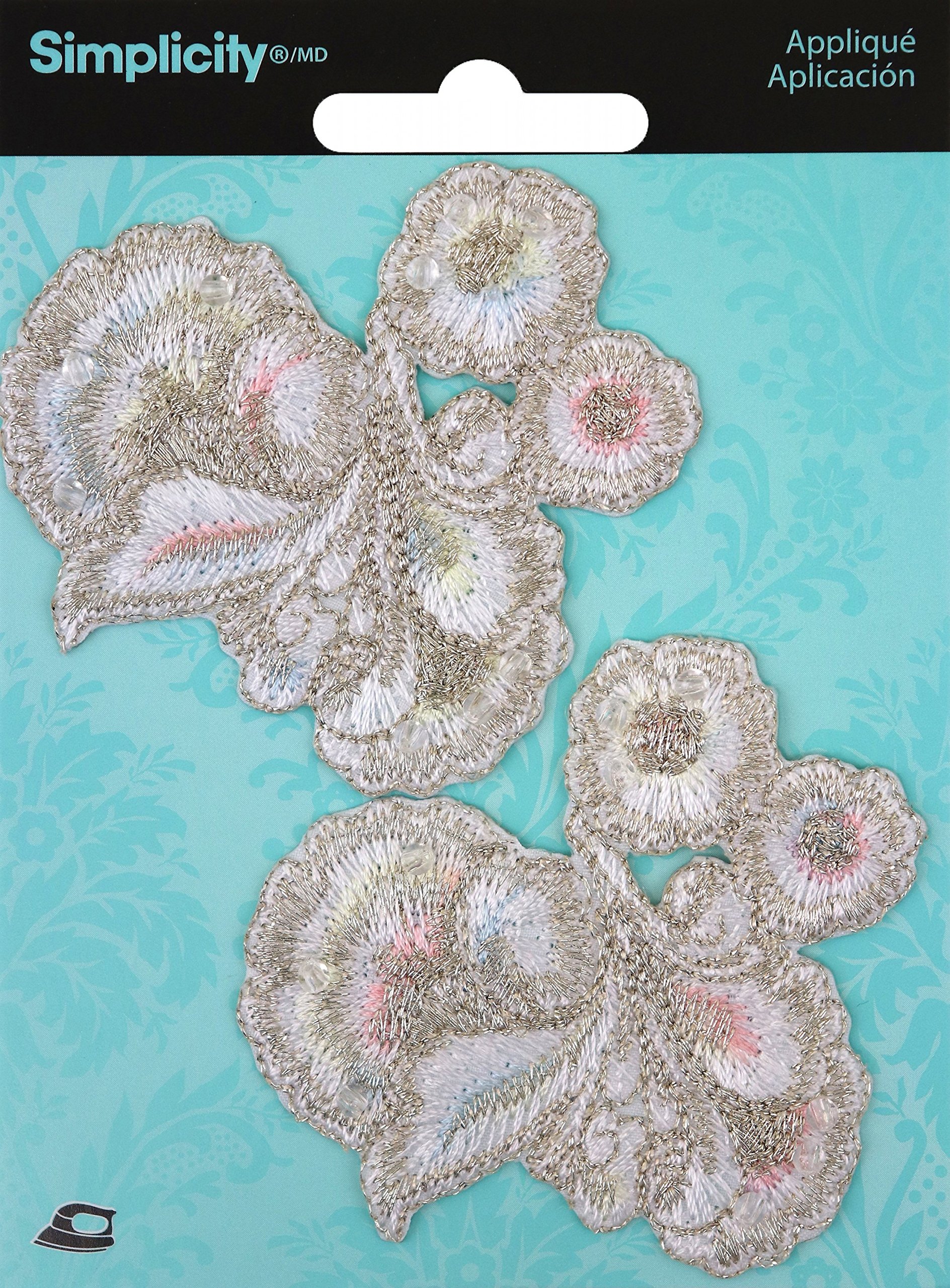 Wrights Flower & Vine Iron-On Appliques for Wedding Decorations - 2 Pack - Perfect for Bridal Gowns, Veils, and DIY Wedding Crafts