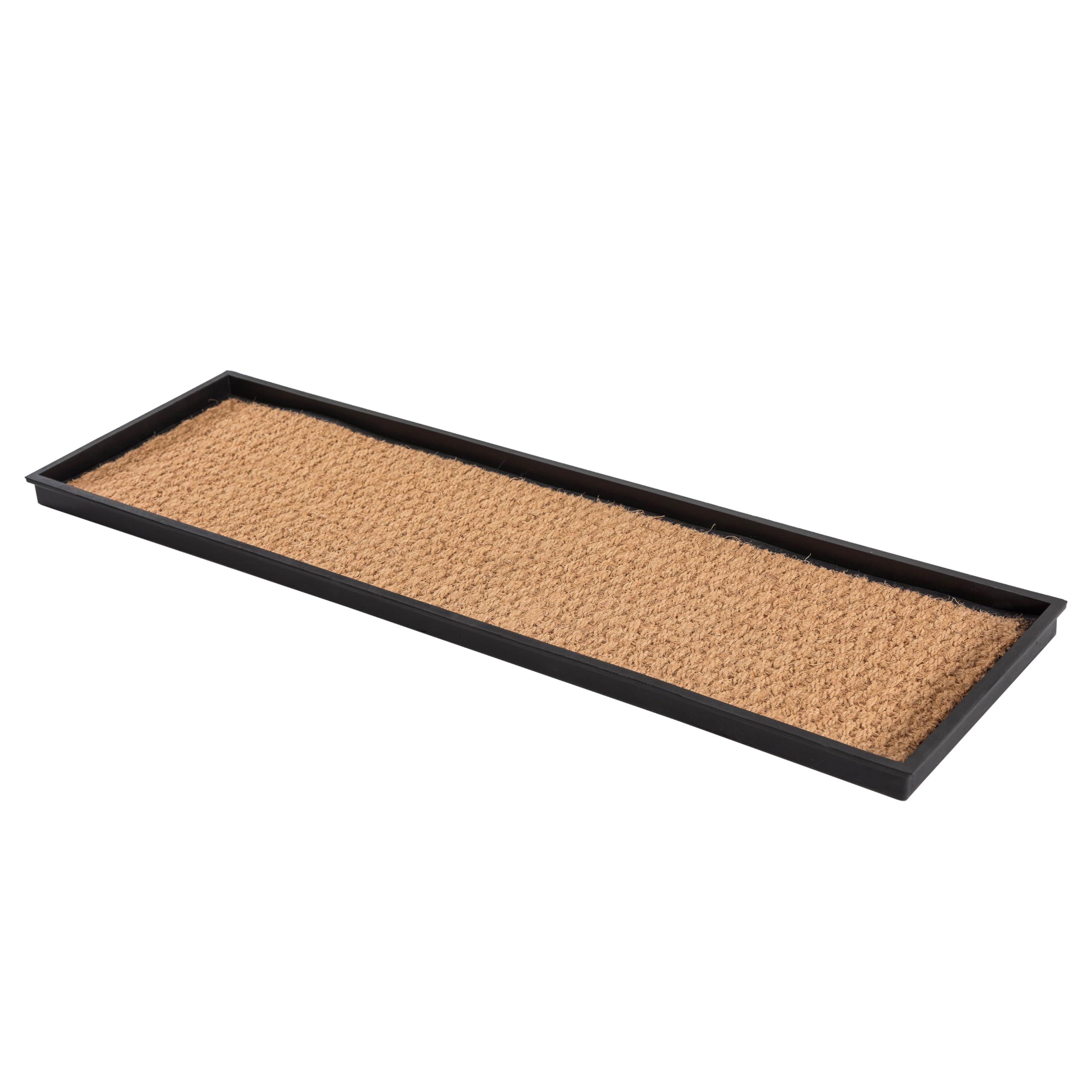 Anji Mountain Heavy Duty Waterproof Rubber Shoe Storage Mat Organizer - Boot Tray with Coir Tan Insert, Fits 4 Pairs (46.5