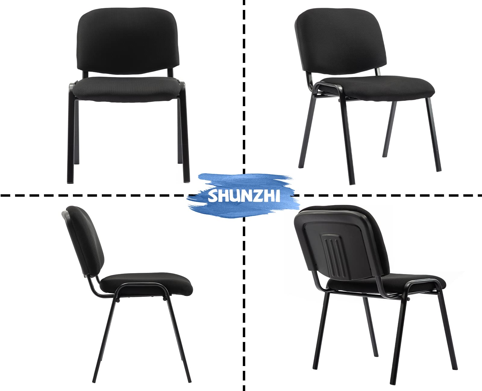 5-Pack Stackable Waiting Room Chairs - Black Mesh Conference & Office Guest Chairs for Reception Areas, Breakrooms, Lobby, Events, Church, School, Hall & Hotel Use - Space-Saving Design for High-Traffic Areas