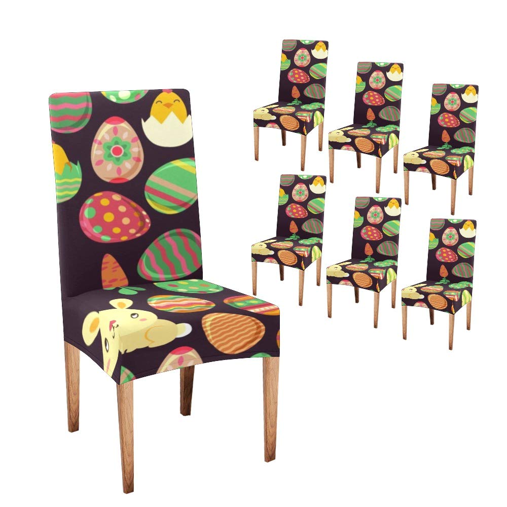 Anneunique CUXWEOT 6-Piece Dining Chair Covers Set - Soft, Comfortable Slipcovers for Easter, Parties & Home Decor - Washable Stretch Fabric Seat Protectors for Kitchen, Dining Room & Special Occasions