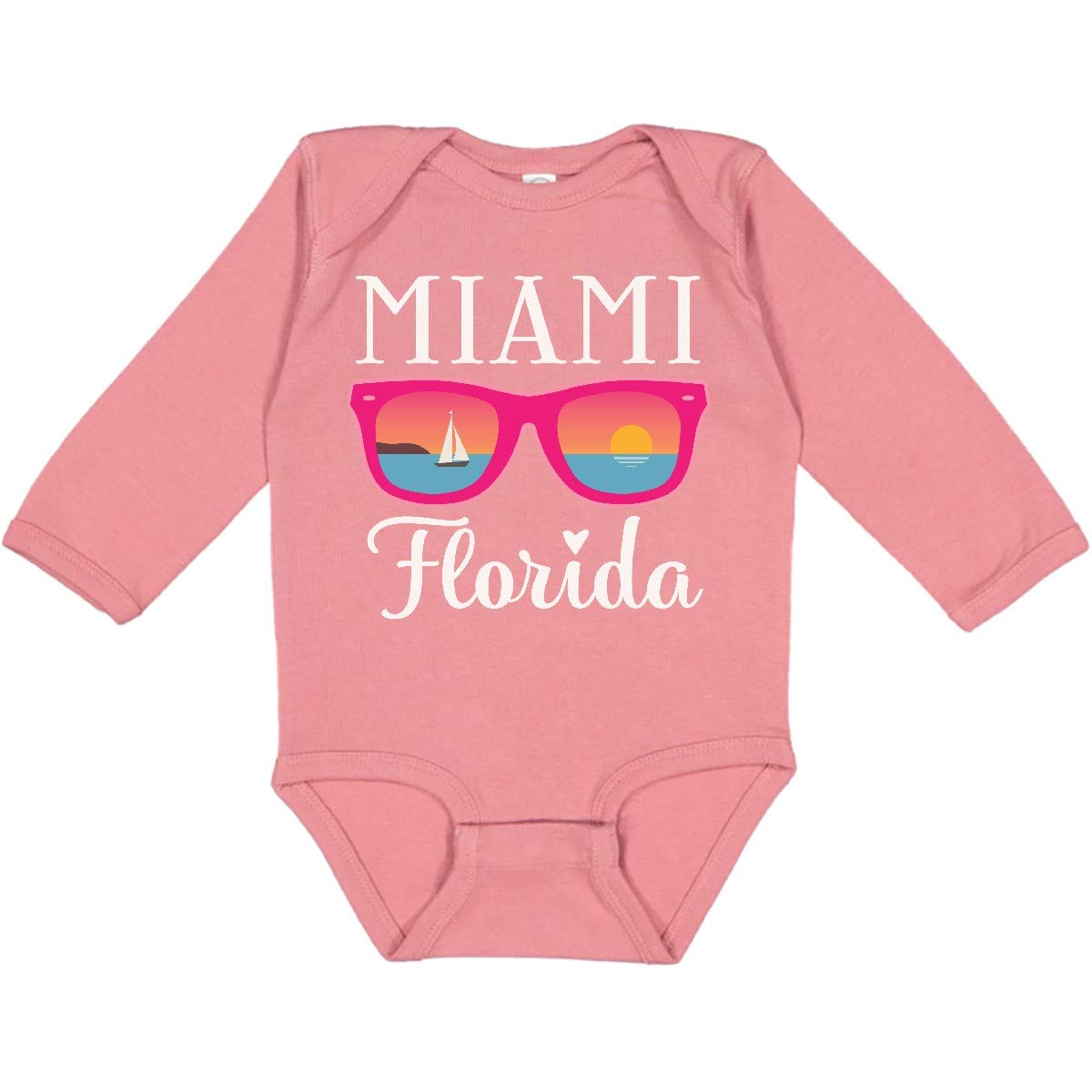 Inktastic Miami Florida Vacation Beach Trip Long Sleeve Creeper - Soft & Comfortable Women's Graphic Tee for Beach Getaways, Travel, and Casual Wear
