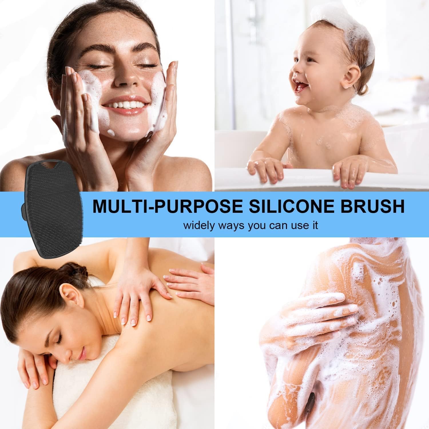 Episkey Silicone Body Scrubber - Exfoliating Shower Brush for Men & Women with No-Slip Handle - Perfect for Spa & Home Bath