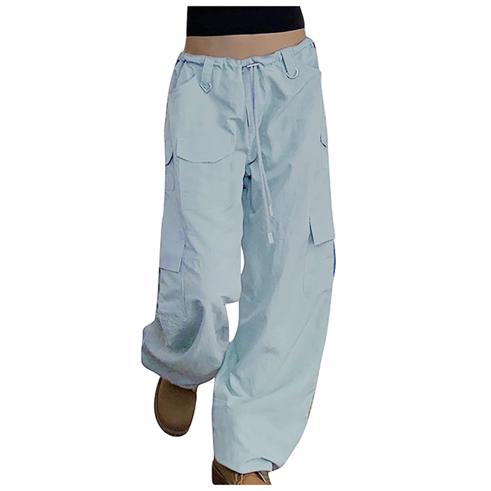 Pxloco Women's Wide Leg Cargo Pants - Solid Color High Waisted Hip Hop Joggers for Streetwear & Casual Outfits | Perfect for Yoga, Running Errands & Urban Fashion