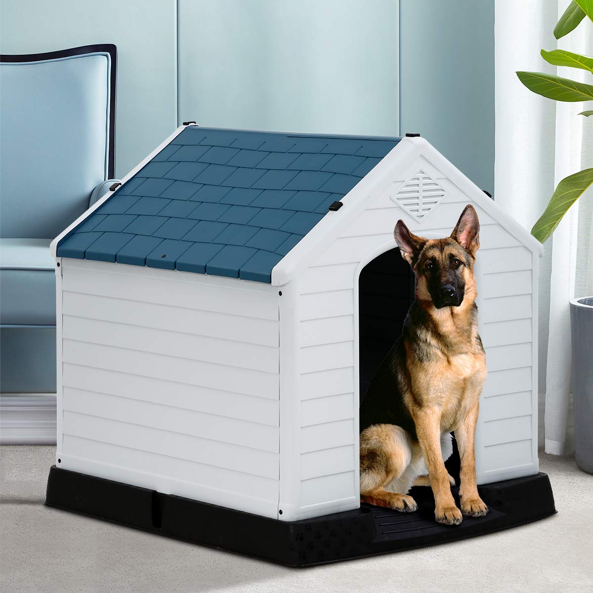 Durable Waterproof Plastic Dog House for Small Dogs - Indoor & Outdoor Pet Shelter with Base Support, All-Weather Use, 28 Inch - Perfect for Backyard, Patio, or Kennel Use