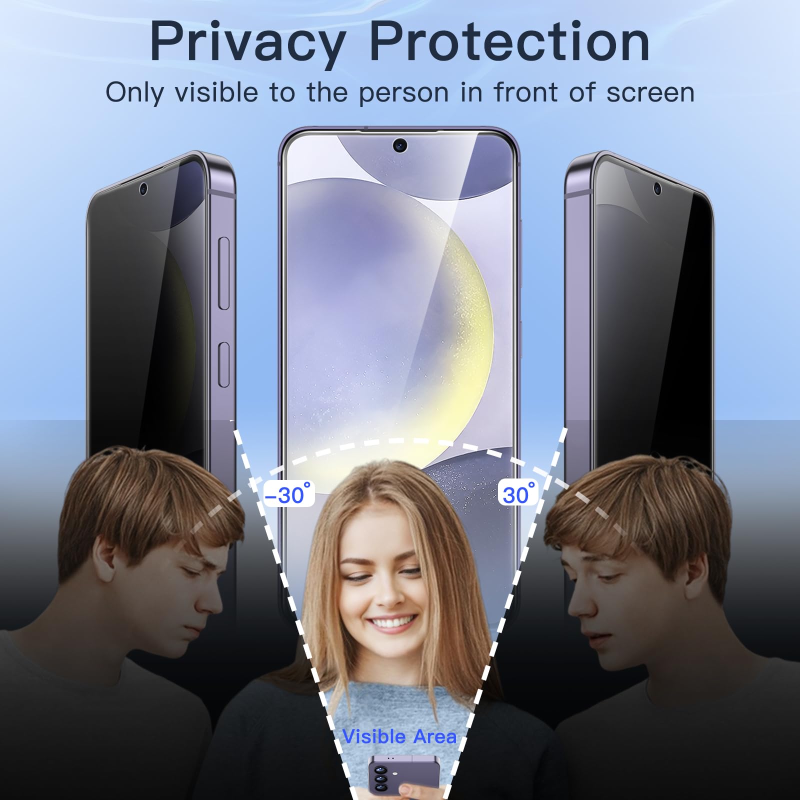 JETech Privacy Screen Protector for Samsung Galaxy S24+ / S24 Plus 5G 6.7-Inch - Anti-Spy Tempered Glass with Camera Lens Protector, Fingerprint ID Compatible, 2-Pack - Perfect for Office, Travel, and Secure Mobile Use