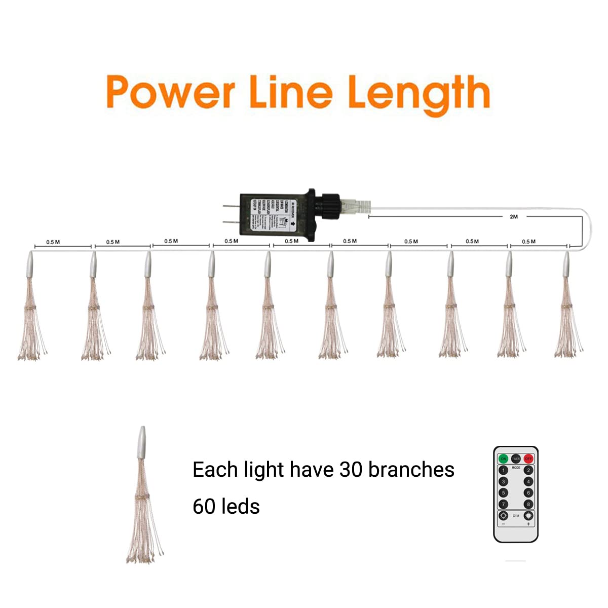 600 LED Starburst Fairy Lights with Remote Control - 10 Connection Copper Wire String Lights, 8 Modes, Dimmer & Timer - Perfect for Christmas Decorations, Garden Lighting, and Party Ambiance