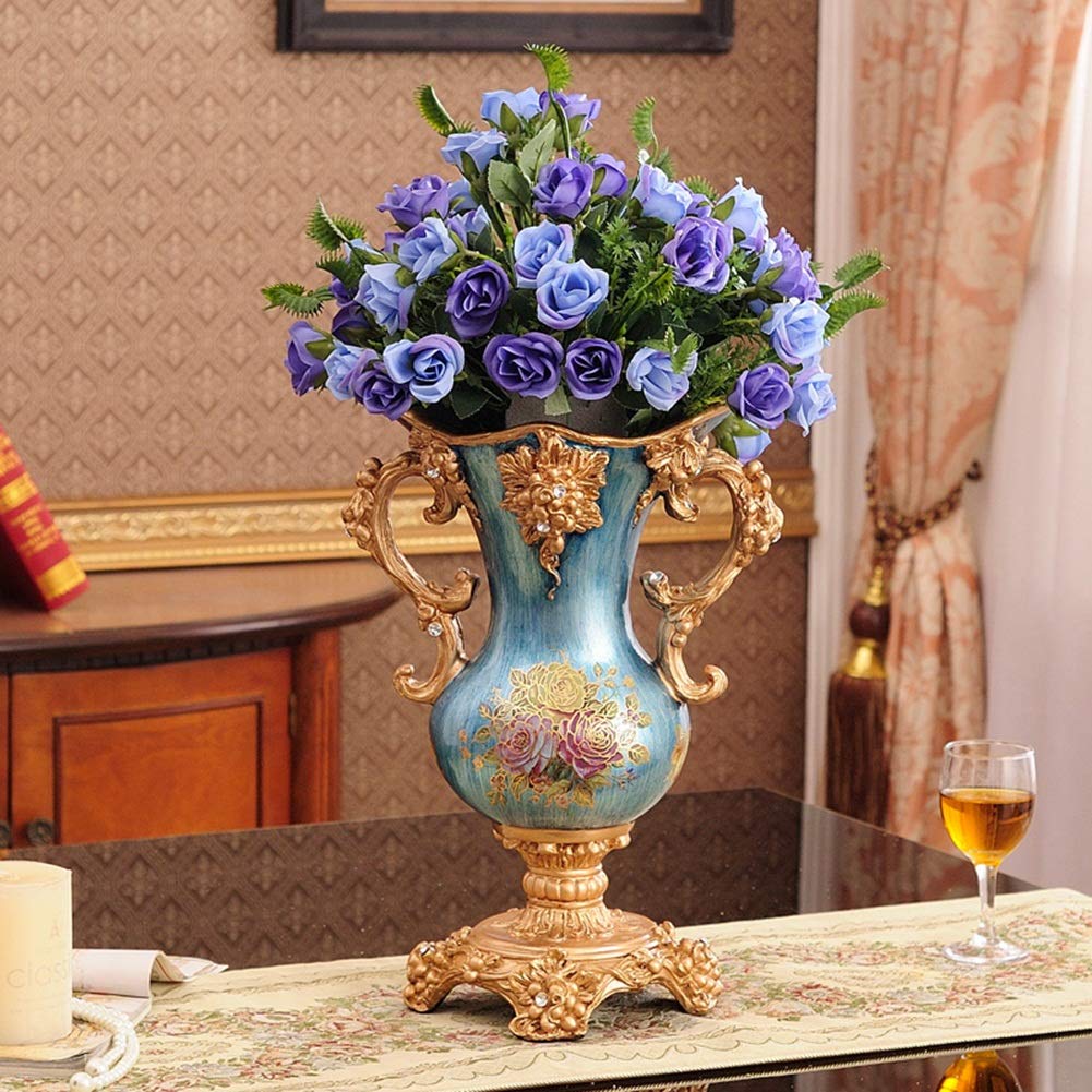 Hand-Painted European-Style Large Resin Flower Vase - 16.1