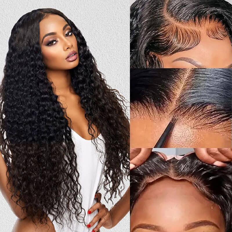 Eullair Glueless Curly Human Hair Wig 6x4 5x5 Lace Closure Wig - Pre Cut Lace, Pre Plucked Hairline, Beginner Friendly, 30s Quick Install - Perfect for Daily Wear, Parties & Cosplay