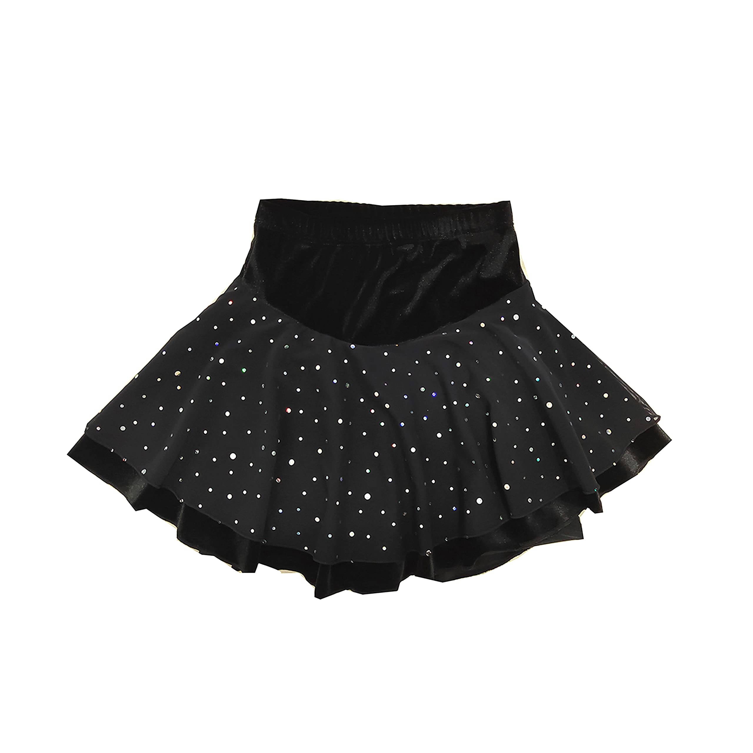 Girls Ice Skating Skirt - Soft Velvet Figure Skating Dress for Kids & Children - Black Team Training Skirt for Skiing & Ice Skating - Perfect for Practice, Performances & Competitions