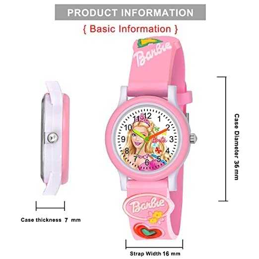 RONT White Dial Barbie Love Watch Series - Analog Girls Watch with Multicolor Dial & Band | Perfect Birthday Party Gift for Kids | Stylish & Fun Accessory for School, Playtime & Special Occasions