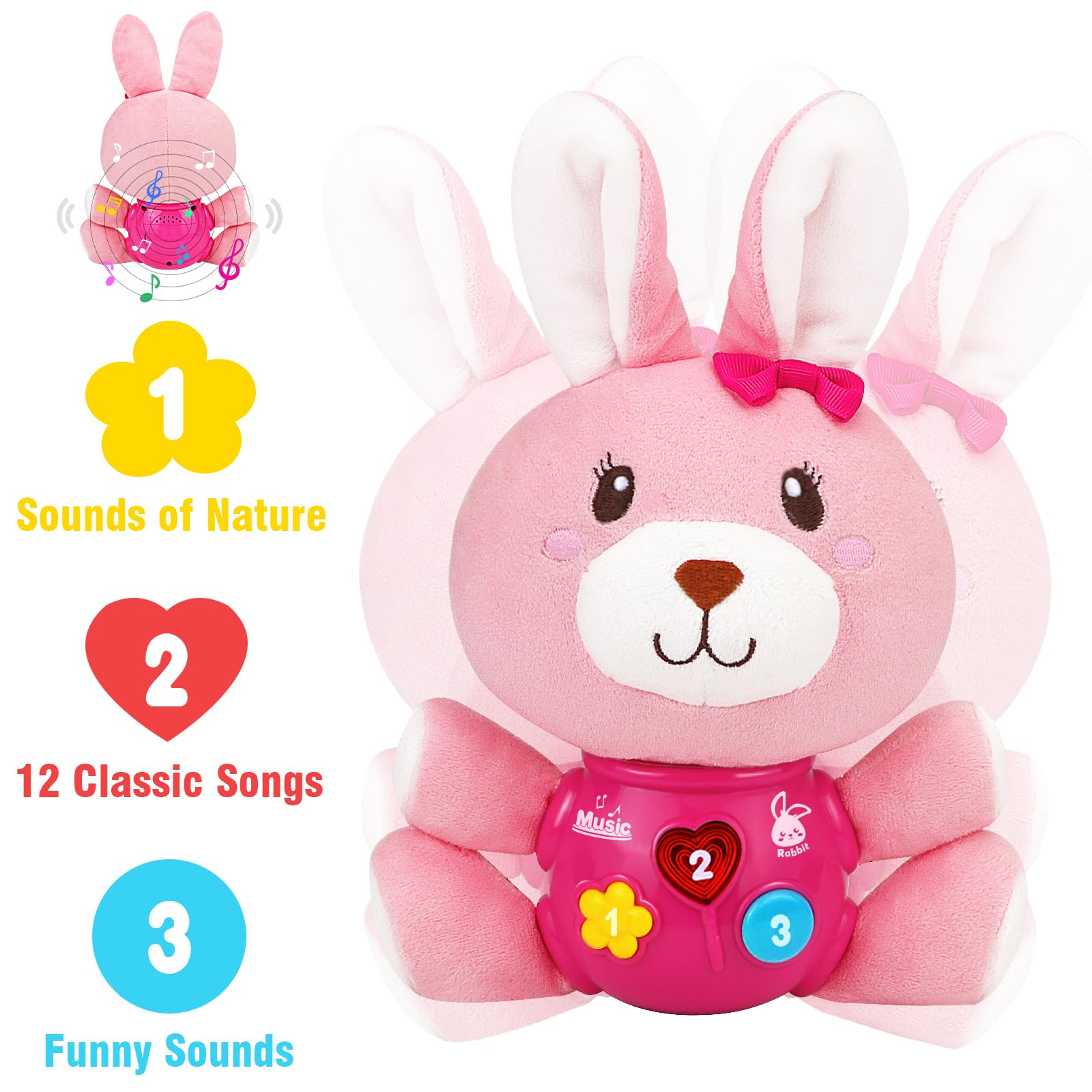 Soft Musical Easter Bunny Plush Toy for Babies 0-12 Months - Cuddly Stuffed Animal with Gentle Music - Perfect Easter Gift for Newborns, Infants & Toddlers (Girls & Boys) - Great for Nursery Decor, First Easter Celebration & Sensory Play