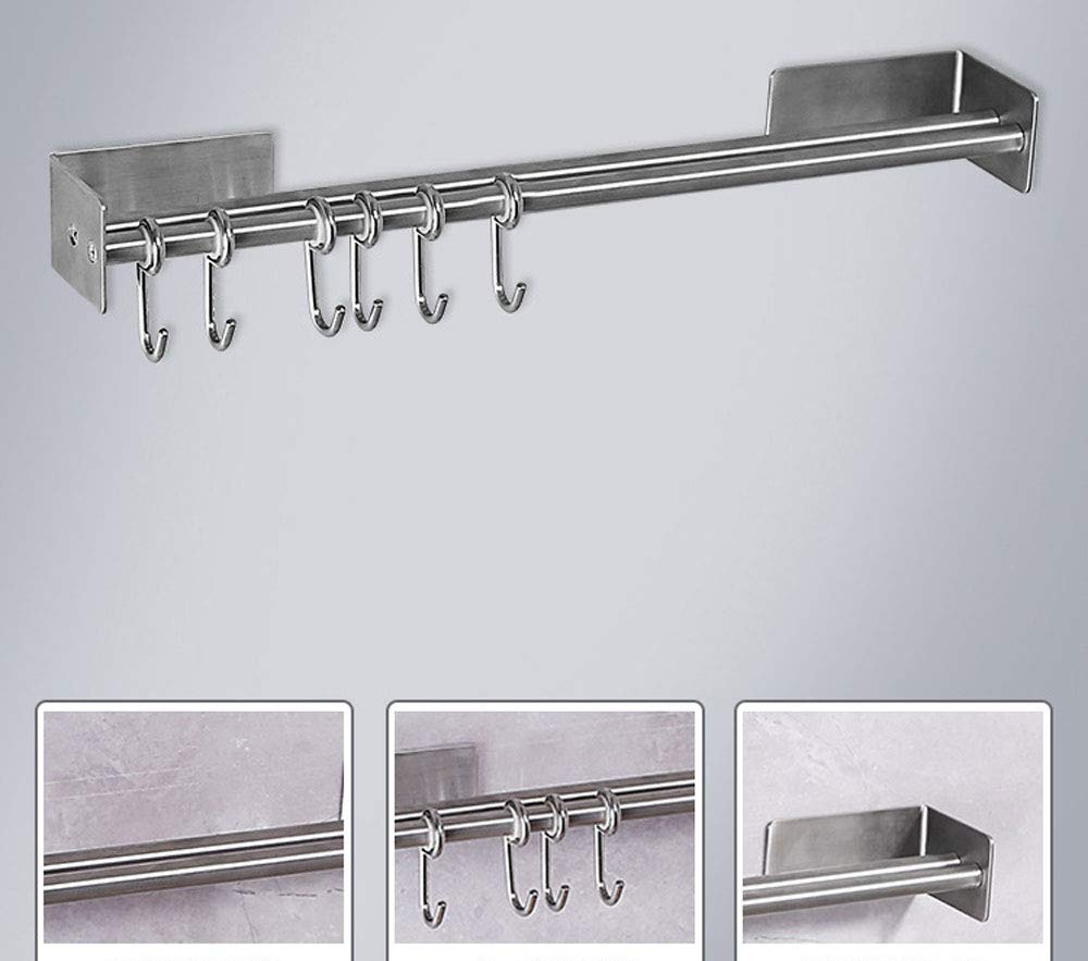 Stainless Steel Wall Mount Hook and Rack - Heavy Duty Double Bar Organizer for Coats, Robes, Hats & Towels - No Drill Self Adhesive Hanger for Bathroom, Kitchen & Pantry Organization (304 Stainless Steel) - Perfect for Small Space Storage and Home Decor