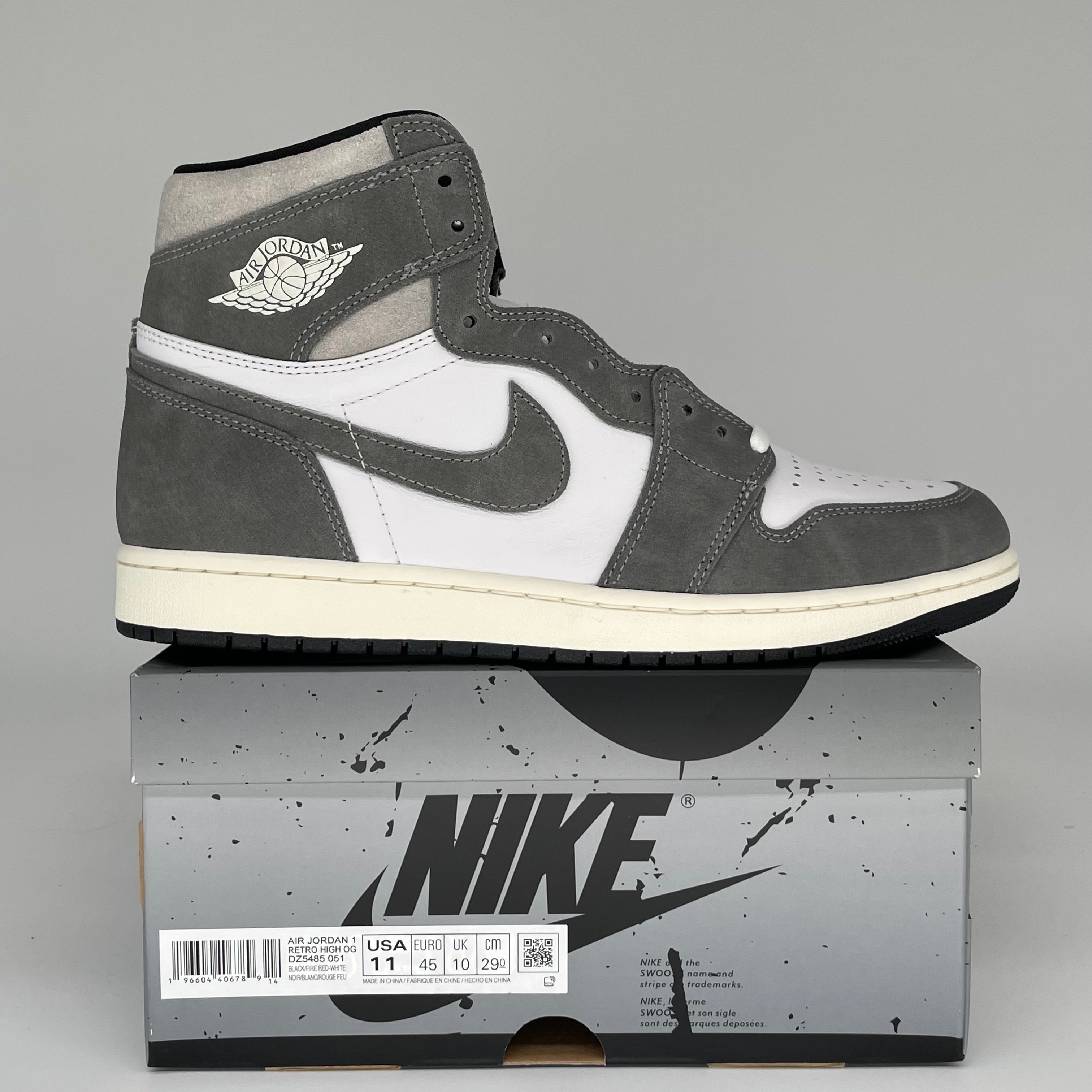 Air Jordan 1 Washed Black Men's Sneakers Size 11 - DZ5485-051 | Retro Basketball Shoes for Casual Wear & Street Style