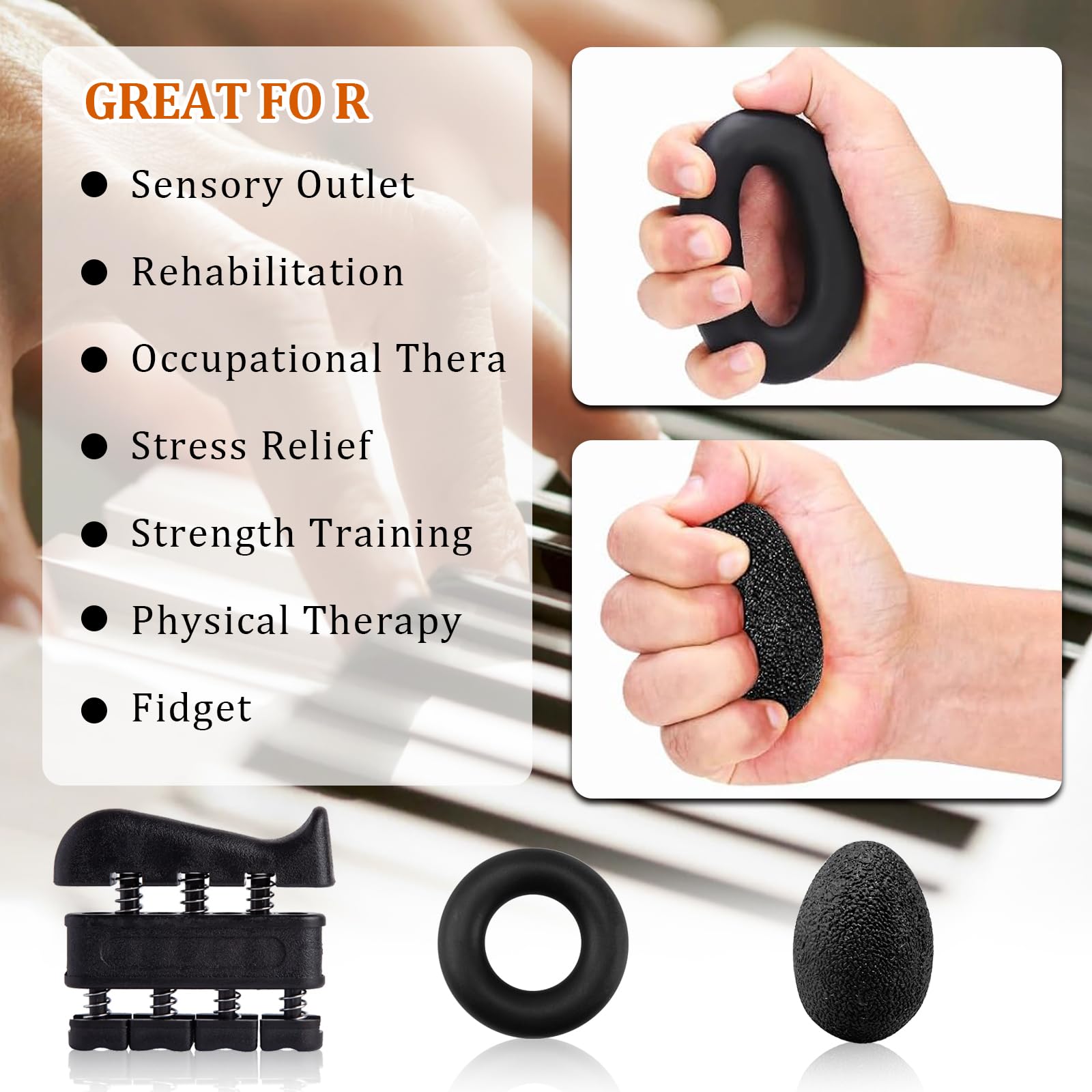 5-Pack Grip Trainers Set: Hand Grippers, Finger Trainers, Grip Balls, Forearm Strengtheners & Mechanical Counting Grips for Strength Training, Grip Improvement & Hand Exercises - Perfect for Gym, Office & Home Workouts