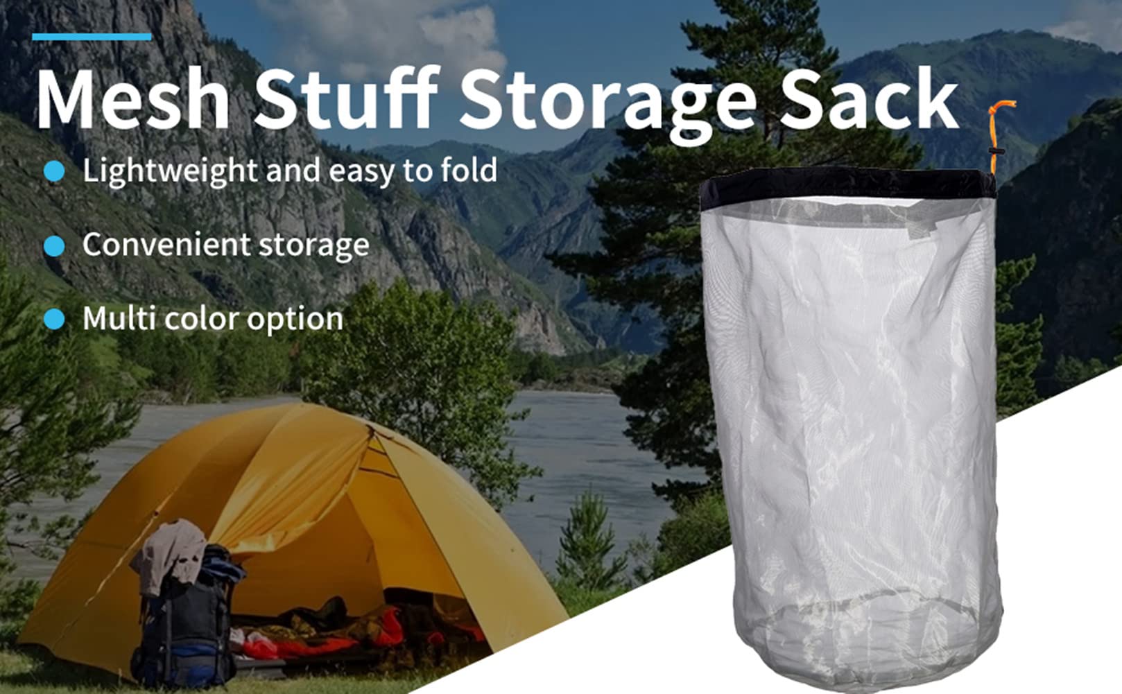 Ultralight Mesh Drawstring Storage Bags for Camping & Hiking - 5 Pack Breathable Visibility Pouches for Gear Organization (Perfect for Backpacking, Travel, and Outdoor Adventures)