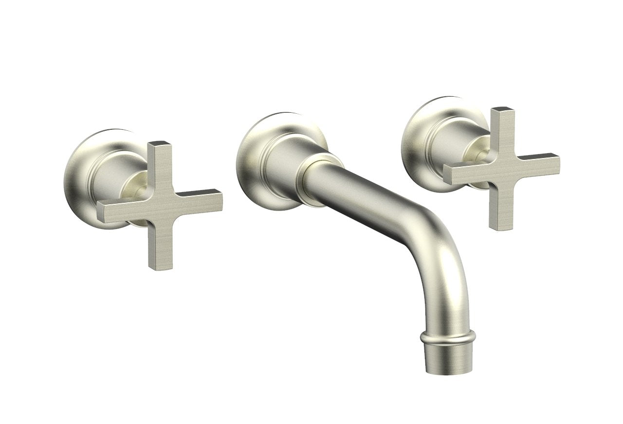 HEX MODERN Wall Tub Faucet Set with Cross Handles - Model 501 58 - Perfect for Bathroom Renovation and Modern Home Decor