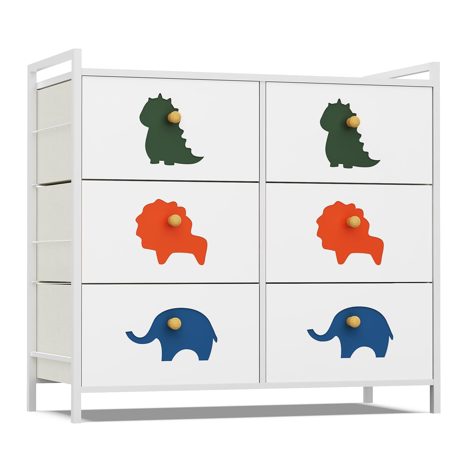 FRAPOW 6-Drawer Kids Dresser with Wood Top & Metal Frame - Baby Dresser Organizer for Nursery, Toddler Room, Closet & Small Spaces - Perfect for Storing Clothes, Toys & Baby Essentials
