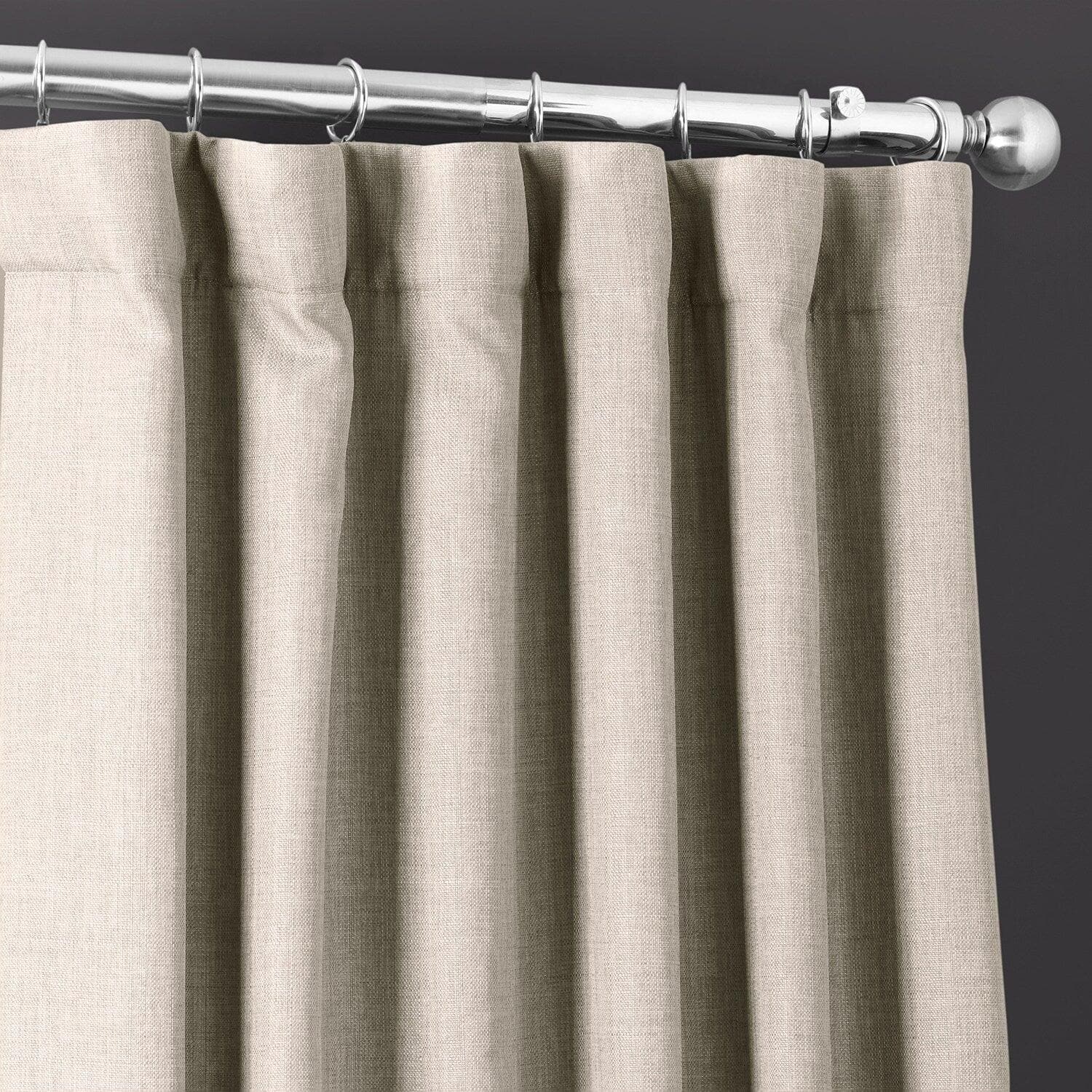 Fossil Grey Italian Faux Linen Blackout Curtains - Elegant Room Darkening Window Drapes for Bedroom, Living Room & Home Theater