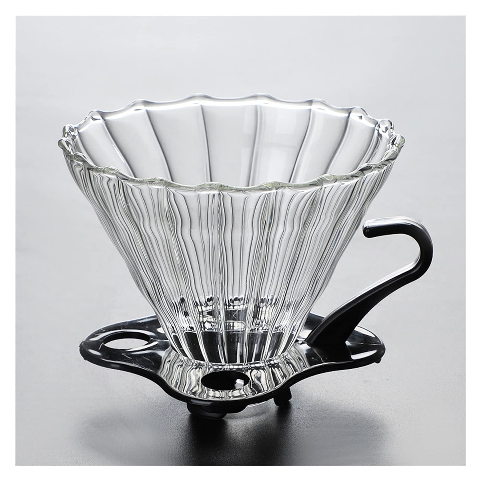 Premium Glass Coffee Pour Over Hand Dripper - Heat Resistant Thickened Cloud Pot with Lid & Stand - Perfect for Home, Office & Specialty Coffee Brewing (Large Size)