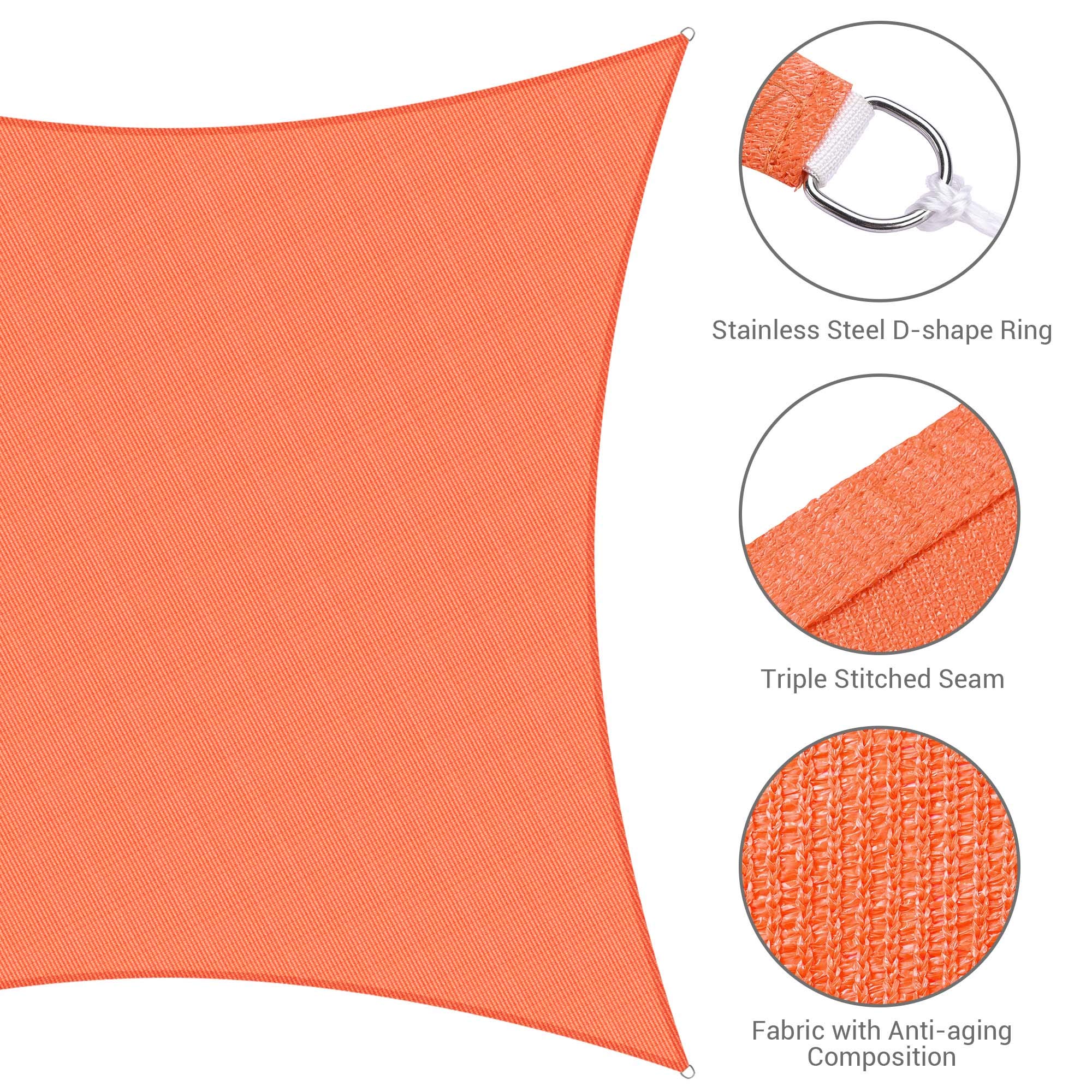 Yescom 2 Pack 22x23 FT Rectangle Sun Shade Sail Canopy - 97% UV Block, Bright Orange Outdoor Shade Cloth for Pergola, Carport, Pool & Commercial Events - DIY Replacement Material for Patio, Garden & Backyard
