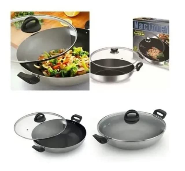 28cm Non-Stick Wok Pan with Lid - 3.3L Teflon Coated Stir Fry Pan for Asian Cooking, Healthy Frying & Family Meals - Perfect for Stir-Frying, Sautéing, Deep Frying & Home Kitchen Use