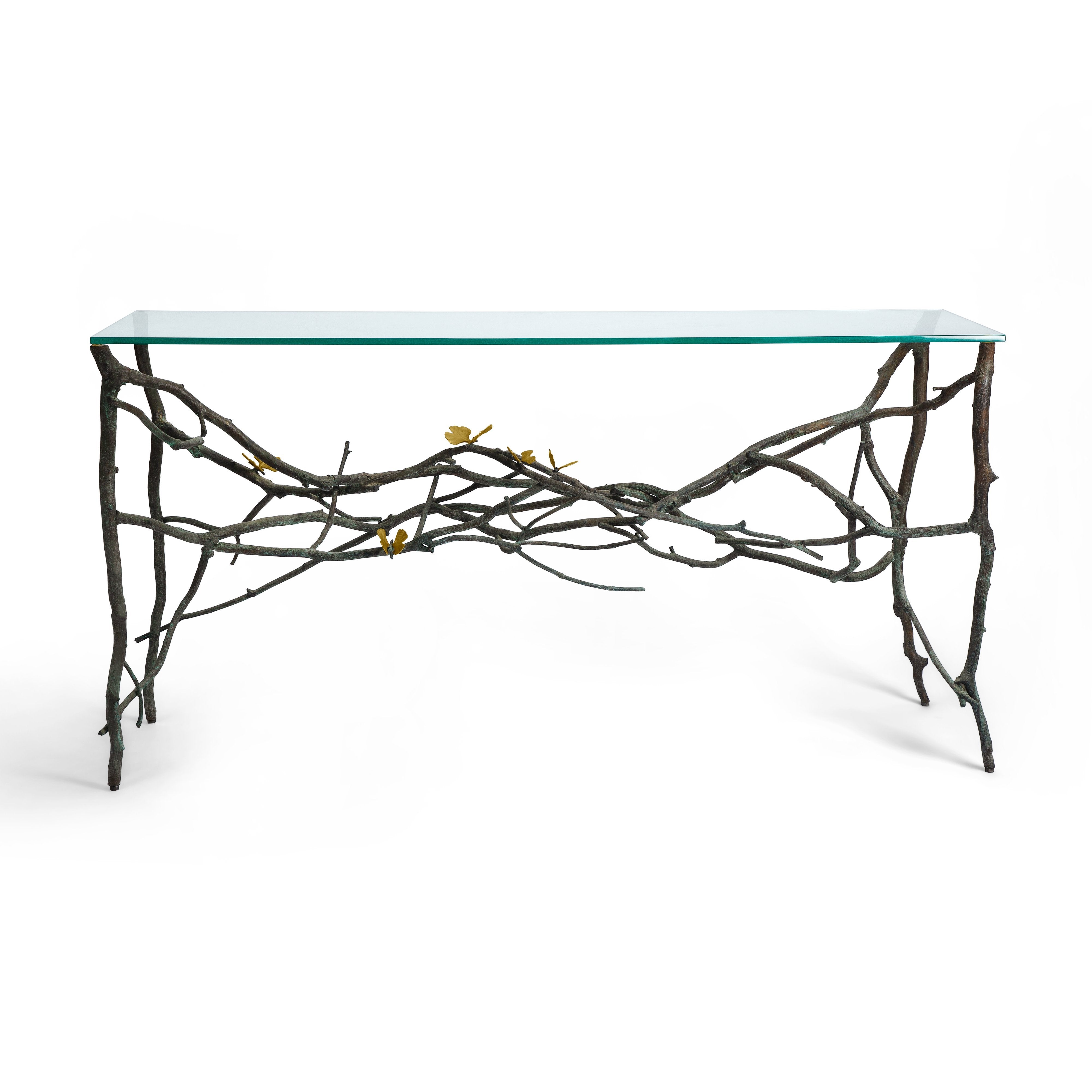 Elegant Butterfly Ginkgo Console Table - Entryway Sofa Table with Unique Leaf Design for Home Decor & Living Room