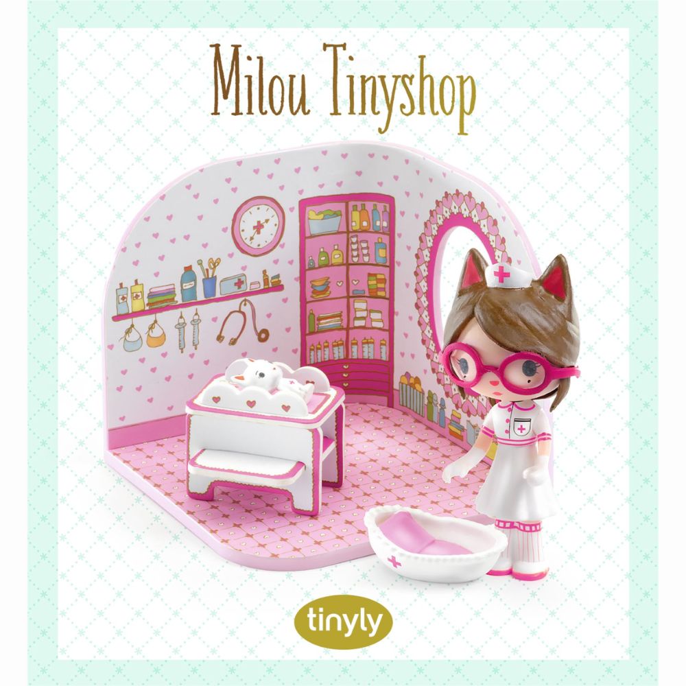 Djeco Tinyly Milou Tiny Shop - Miniature Pretend Play Store for Kids | Perfect for Imaginative Play & Role-Playing Games at Home or Preschool