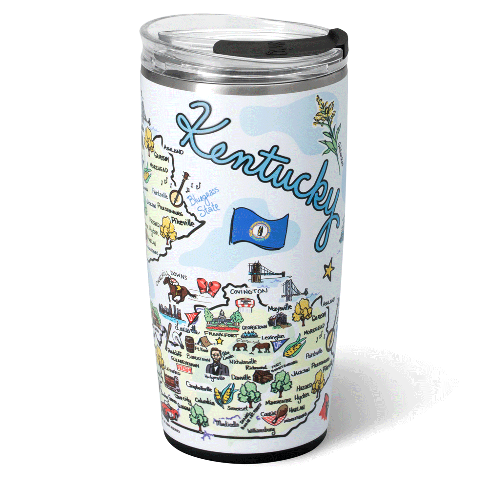 Premium 22oz Kentucky Tumbler - Insulated Stainless Steel Travel Mug with Lid & Straw - Perfect for Coffee, Tea & Cold Drinks at Home, Office or Gym