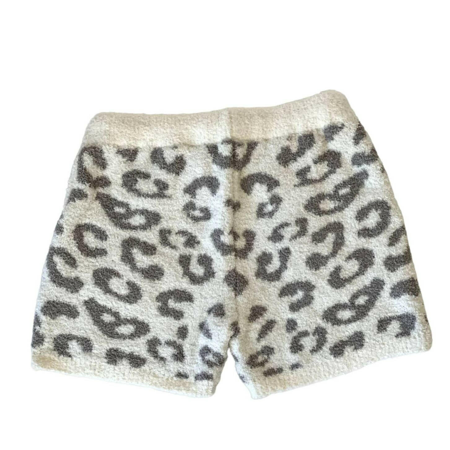 Premium Gray Leopard Print Lounge Shorts for Women - Soft Comfortable Sleepwear & Loungewear for Home Relaxation and Yoga