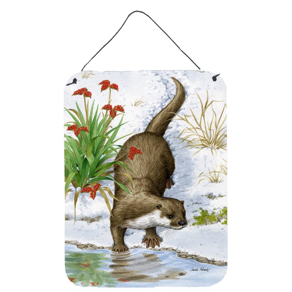 Caroline's Treasures ASA2048DS1216 Otter by The Water Aluminum Metal Sign - 12x16 Inch Multicolor Wall Decor for Kitchen, Bar, Bathroom, Front Door - Perfect for Coastal, Nautical & Wildlife Themed Home Decor