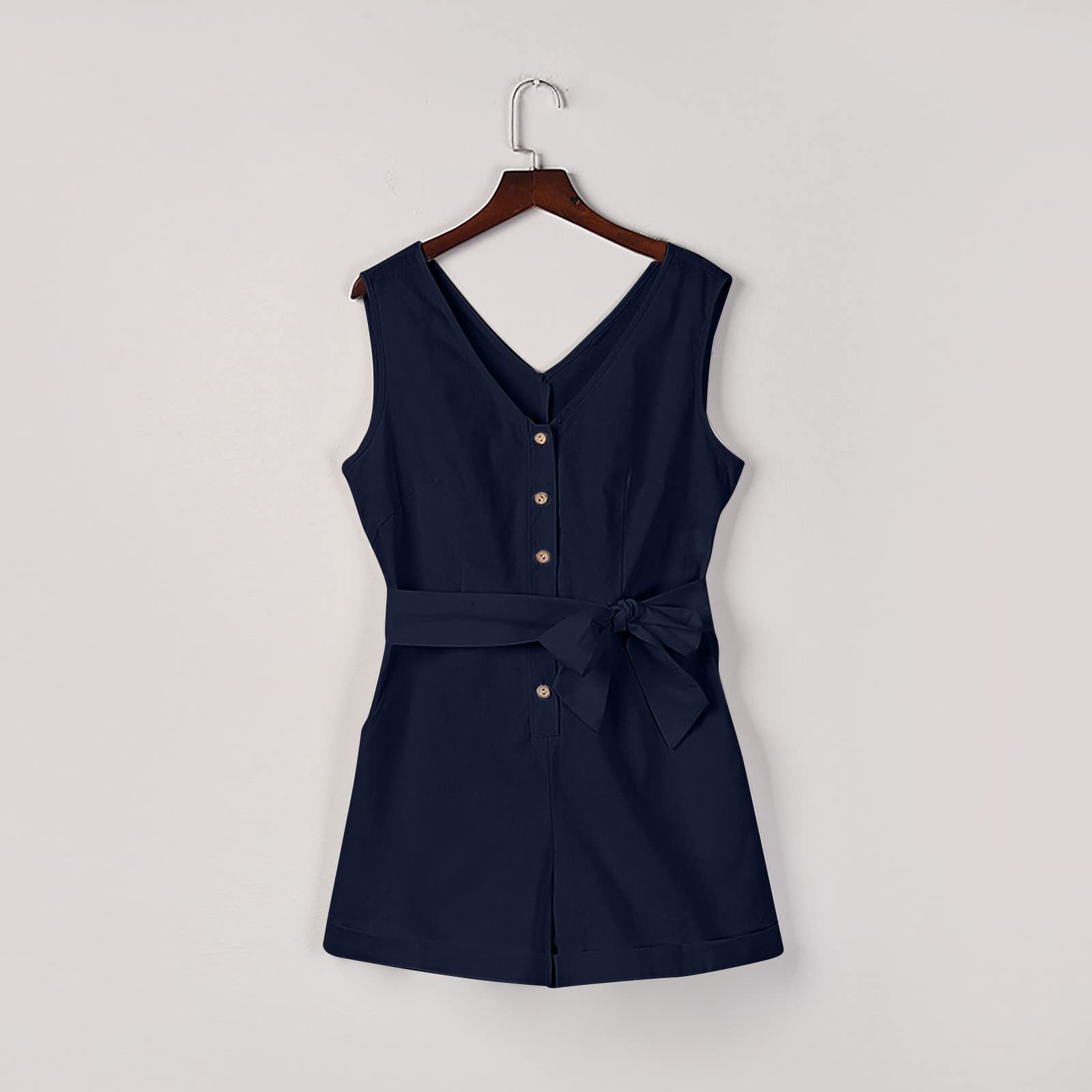 Women's Casual Sleeveless Romper Jumpsuit - Summer 2024 Belted Overalls & Dressy Beach Playsuit | Perfect for Vacation, Pool Parties & Outdoor Adventures