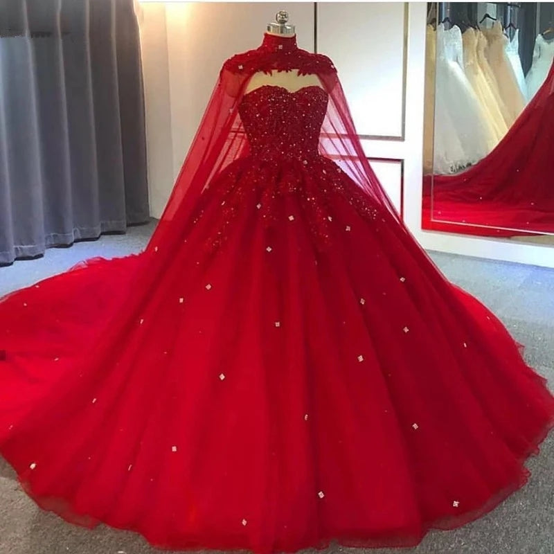 Elegant Gothic Black Wedding Dress with Crystal Appliques & Detachable Cape - Ball Gown for 2025 Brides | Perfect for Gothic Weddings, Vampire-Themed Parties & Formal Evening Events