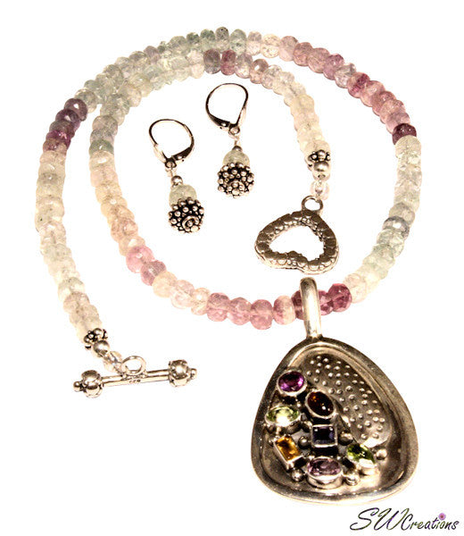 Fluorite Multi Gemstone Beaded Necklace Set - Healing Crystal Jewelry for Women | Spiritual Energy, Chakra Balancing & Meditation Accessory | Perfect for Yoga, Reiki & Mindful Gifting
