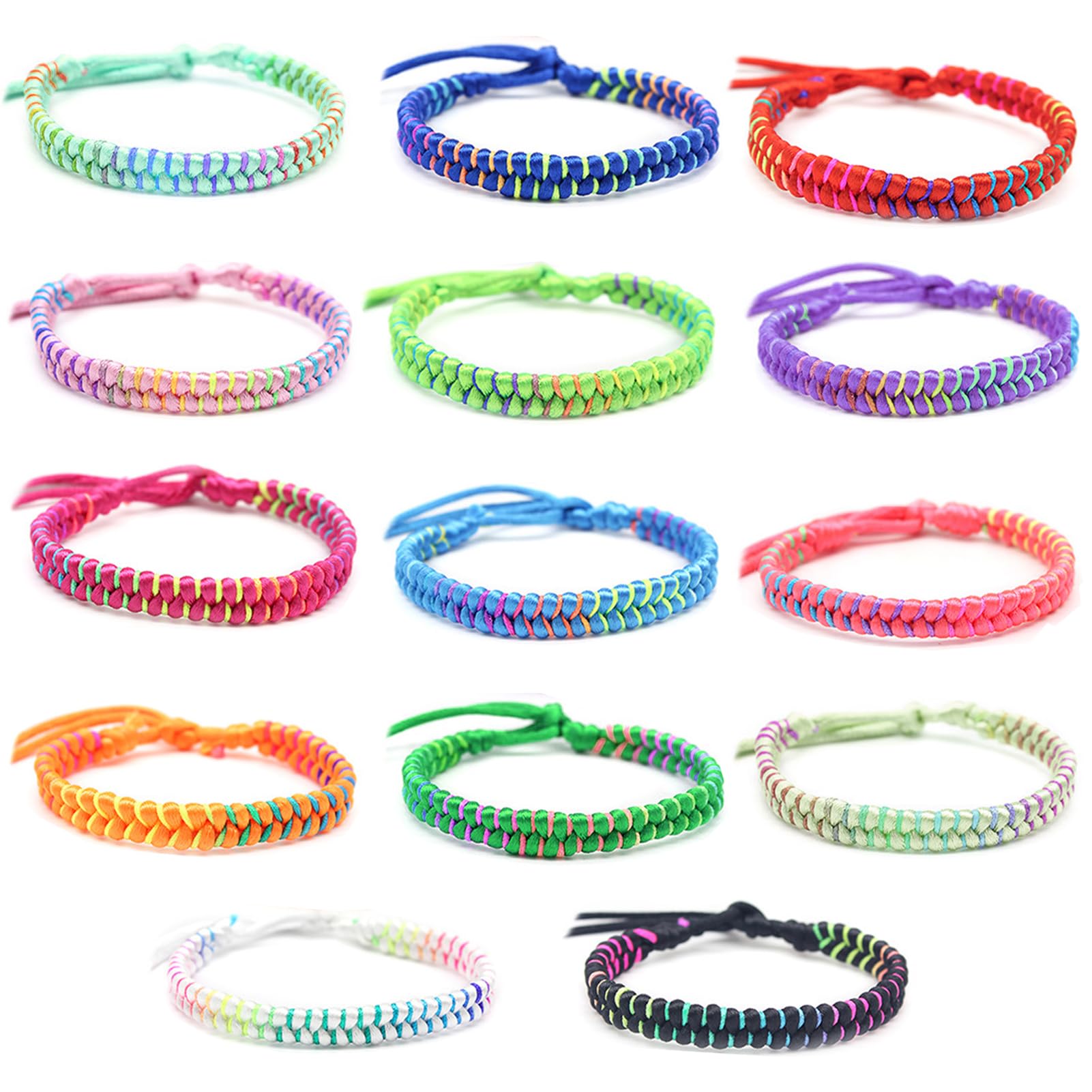 Keboyoe 14 Pcs Adjustable Woven Friendship Bracelets for Girls, Women & Kids - Perfect Party Favors, Gifts & Everyday Wear
