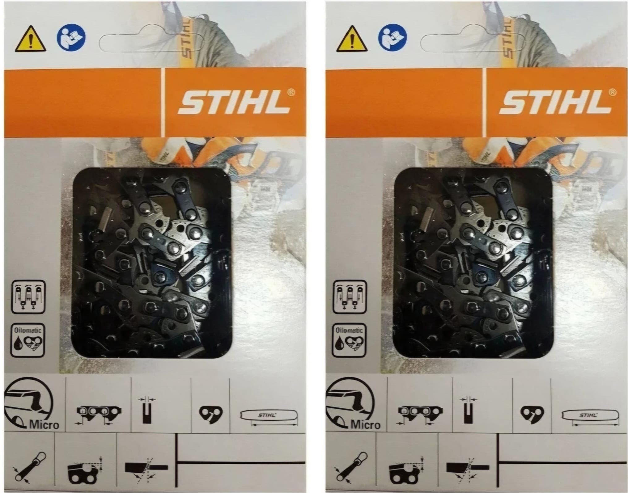 STIHL 26RM3-81 Oilomatic Rapid Micro 3 Saw Chain - 20-Inch Chainsaw Replacement Chain (2-Pack) for Wood Cutting, Tree Trimming & Firewood Processing