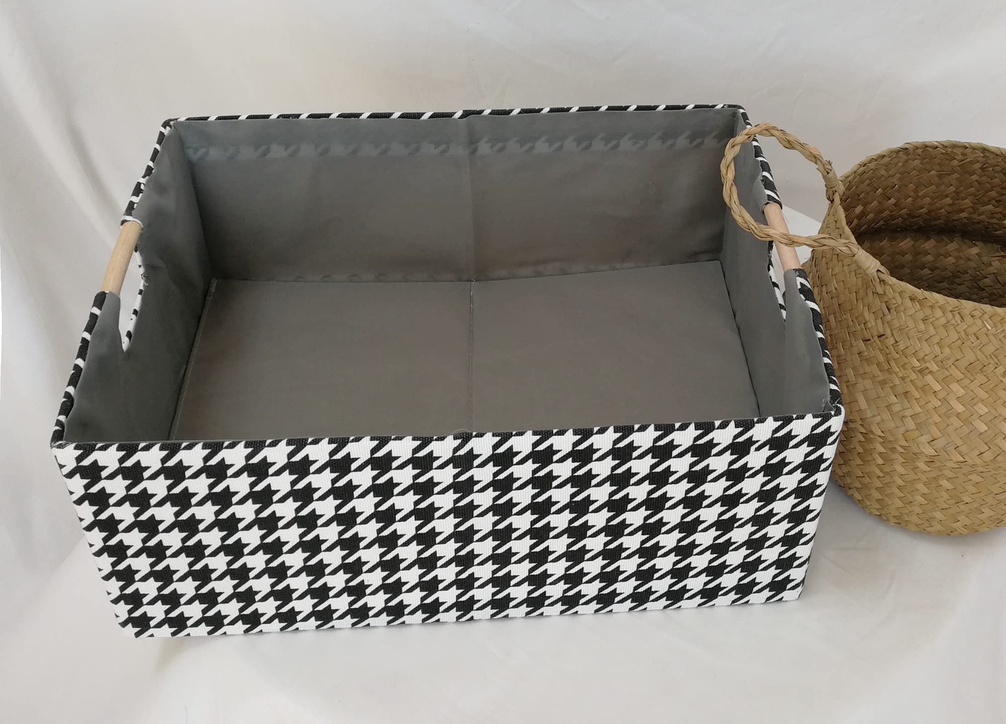 Foldable Storage Bins with Handles - Gray Rectangle Closet Baskets for Shelves | Organize Home, Office, Car & Dorm Room | Perfect for Clothes, Toys & Office Supplies Storage