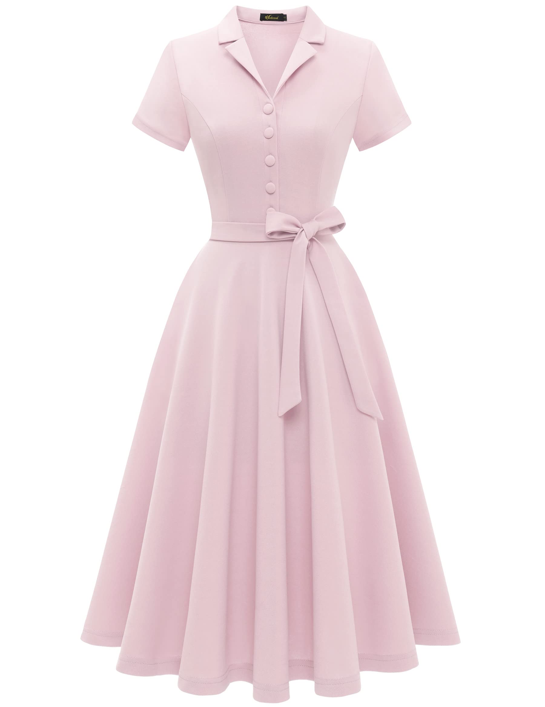 Wedtrend Women's Vintage Tea Dress - Short Sleeve Floral Cocktail Party Dress for Work, Church & Casual Wear | Perfect for Summer Weddings, Garden Parties & Office Outfits
