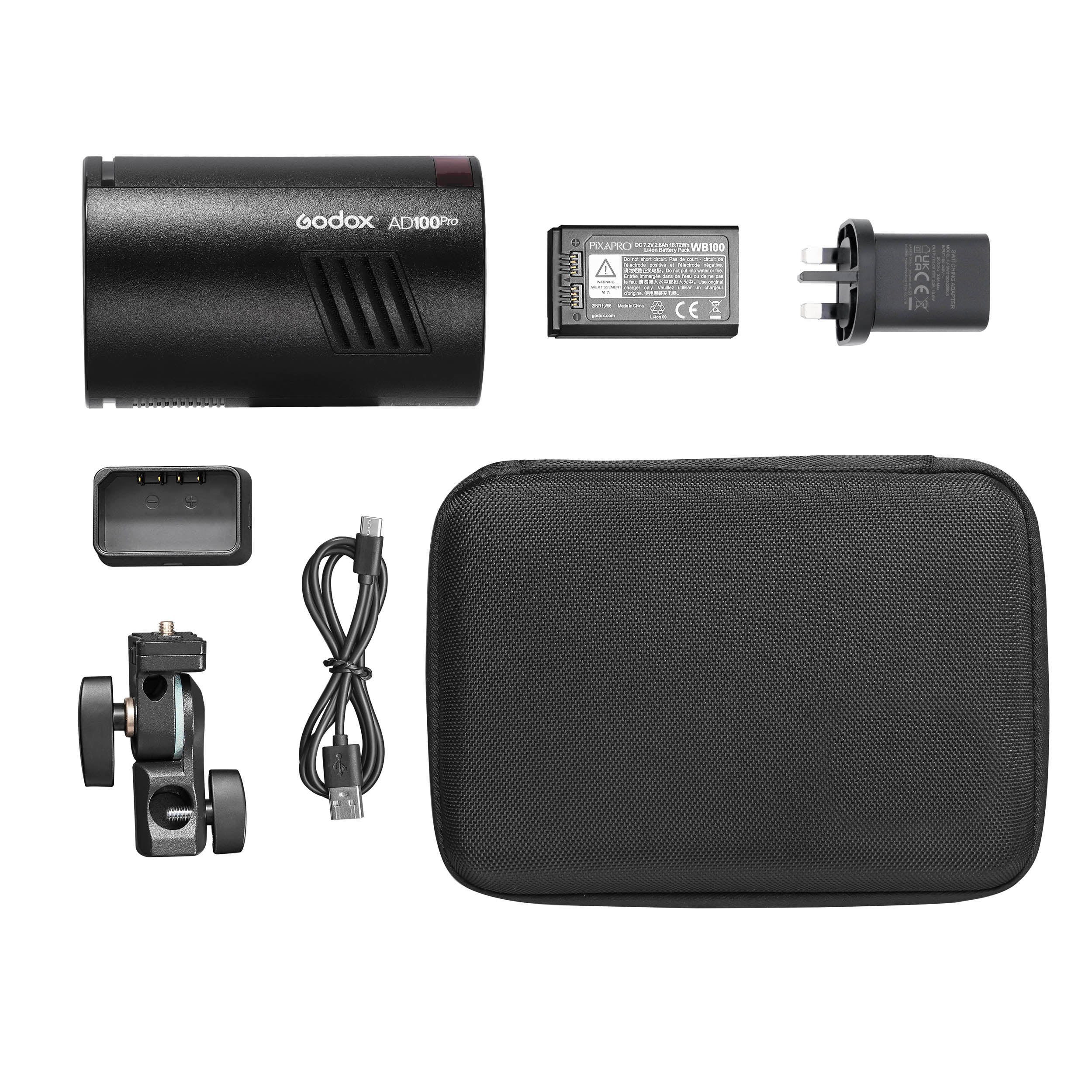 Godox AD100Pro 100Ws Compact Off-Camera Flash with LED Modeling Light - Perfect for Portrait, Wedding & Outdoor Photography