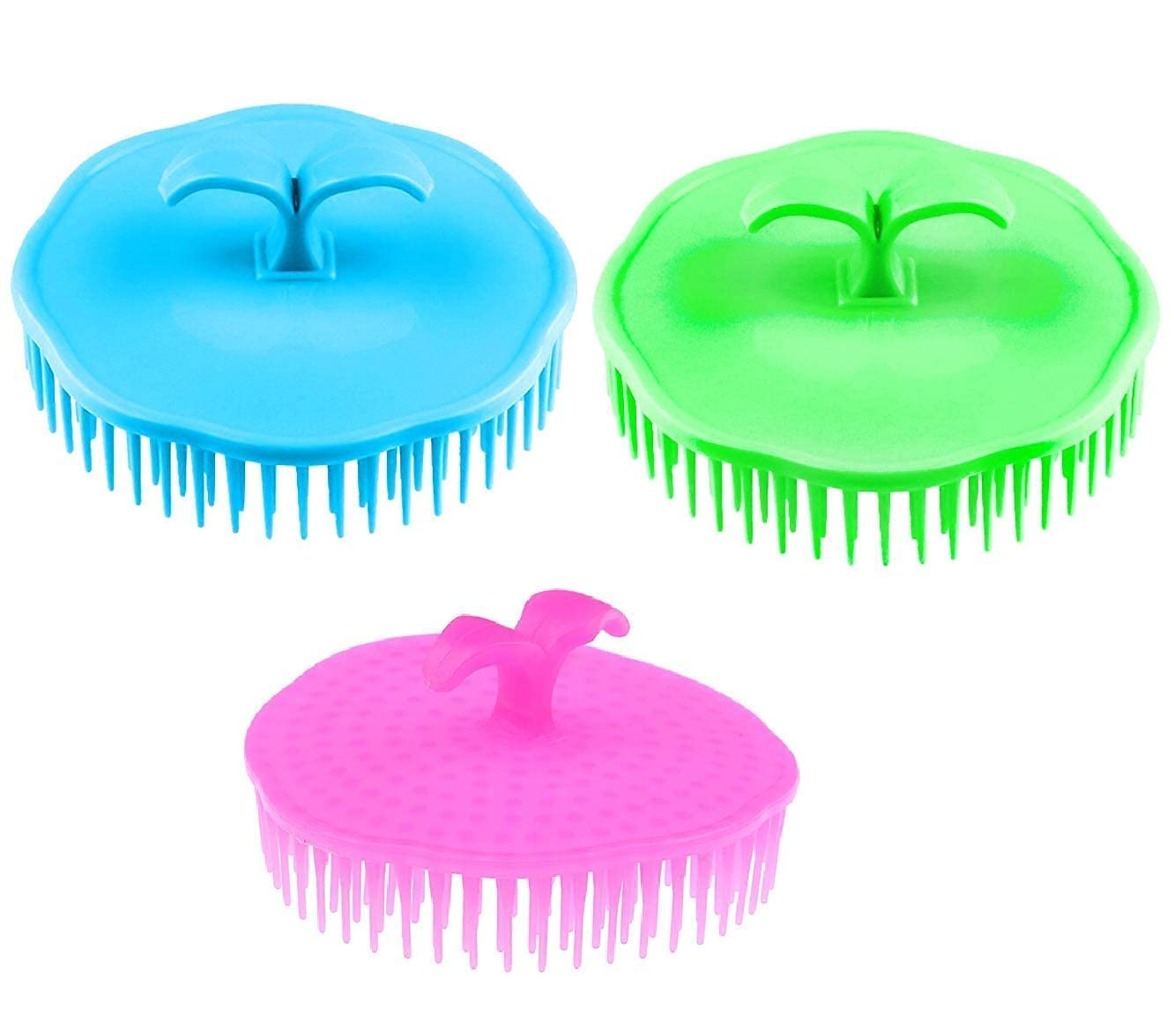 Vallabh Round Plastic Hair Washing Comb & Scalp Massager - Shower Brush for Men & Women - Pack of 3 (Multicolor) - Gentle Hair Care & Relaxing Scalp Massage for Daily Shower & Salon Use