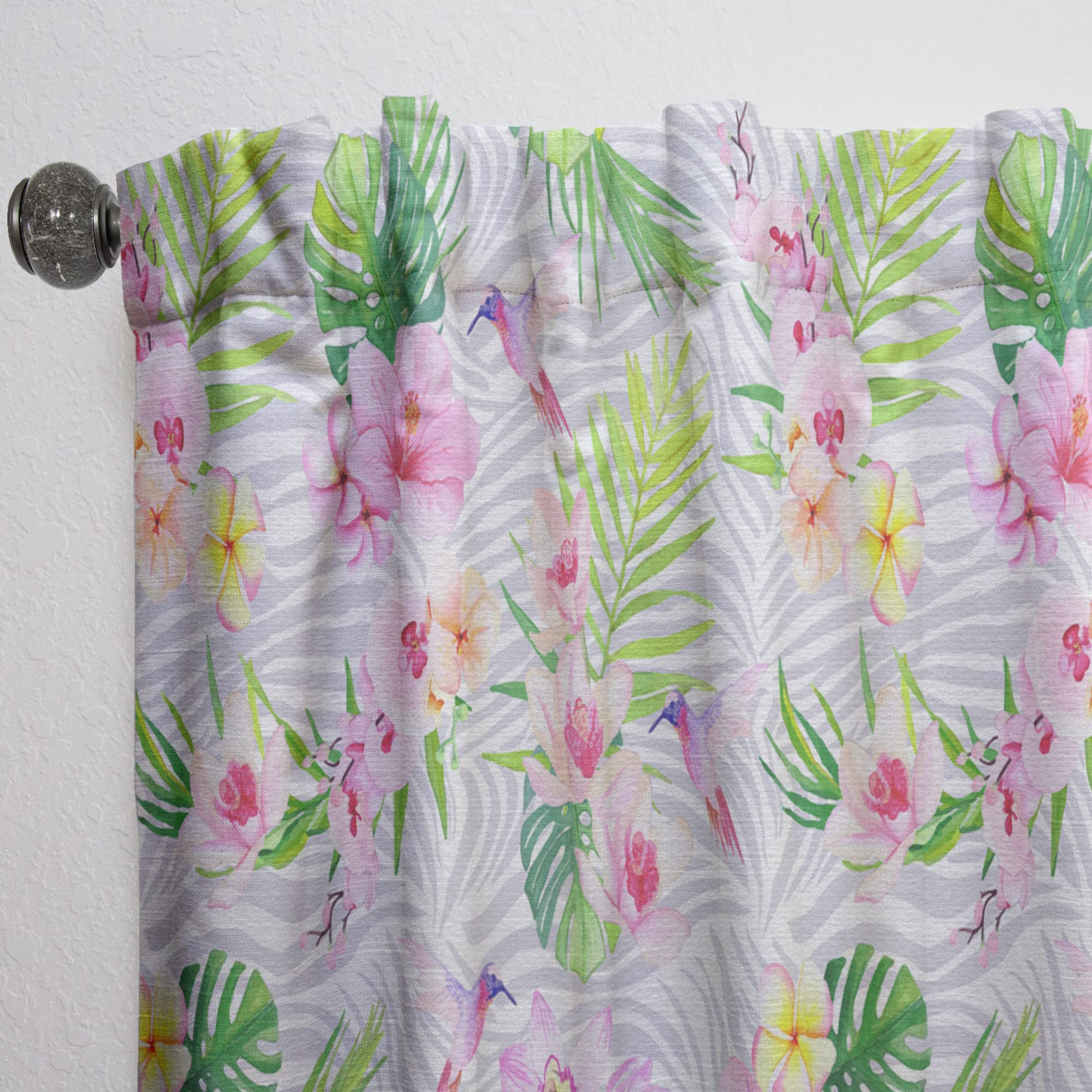 DesignQ Thermal Insulated Curtains - Tropical Botanicals & Flowers VI - 52x90 Single Panel for Bedroom & Living Room | Blackout Drapes for Home Decor & Energy Efficiency