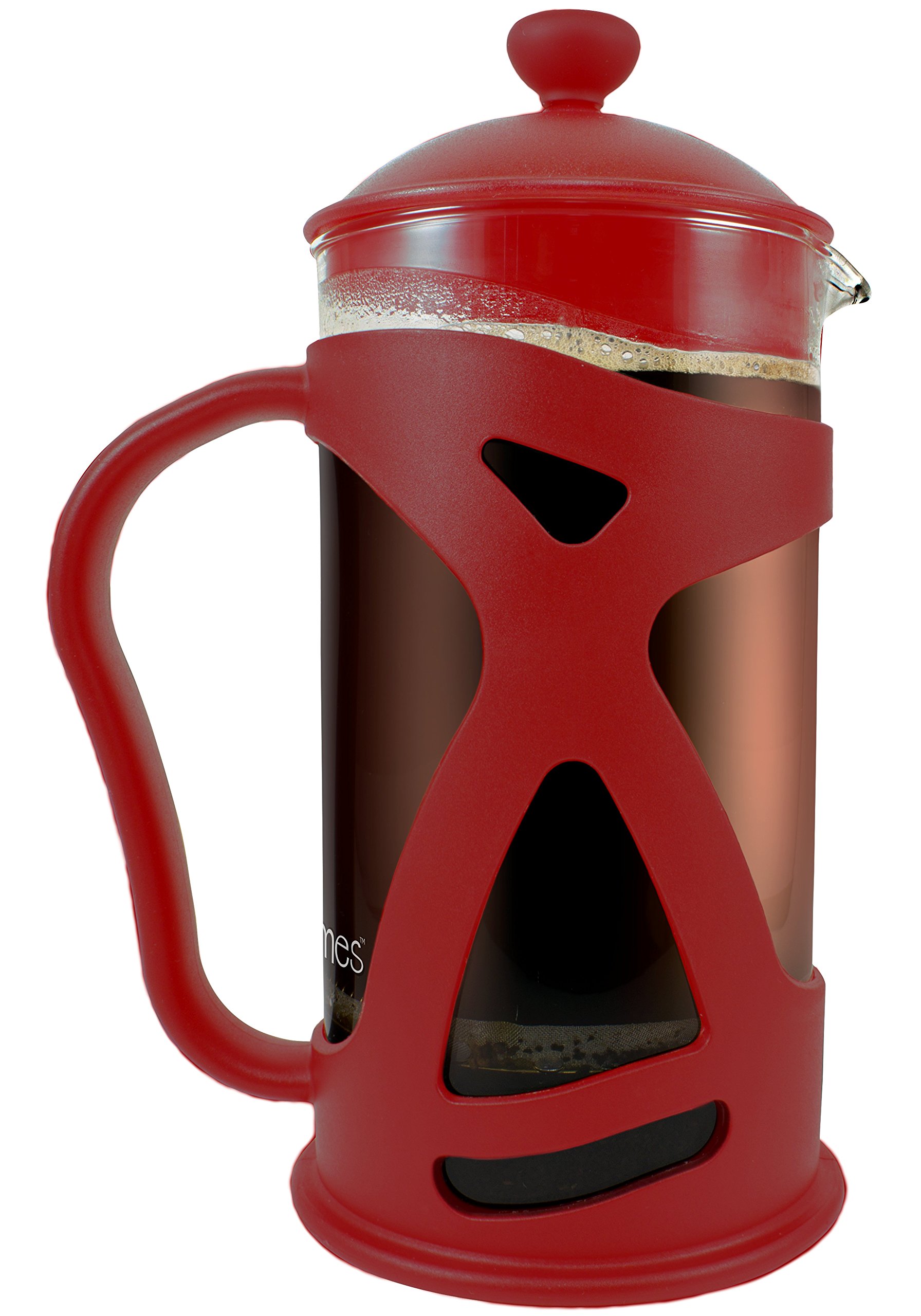 Premium KONA French Press Coffee Maker with Reusable Stainless Steel Filter - 34oz Glass Carafe, Ergonomic Handle & Heat-Resistant Shell for Home, Office & Camping Use